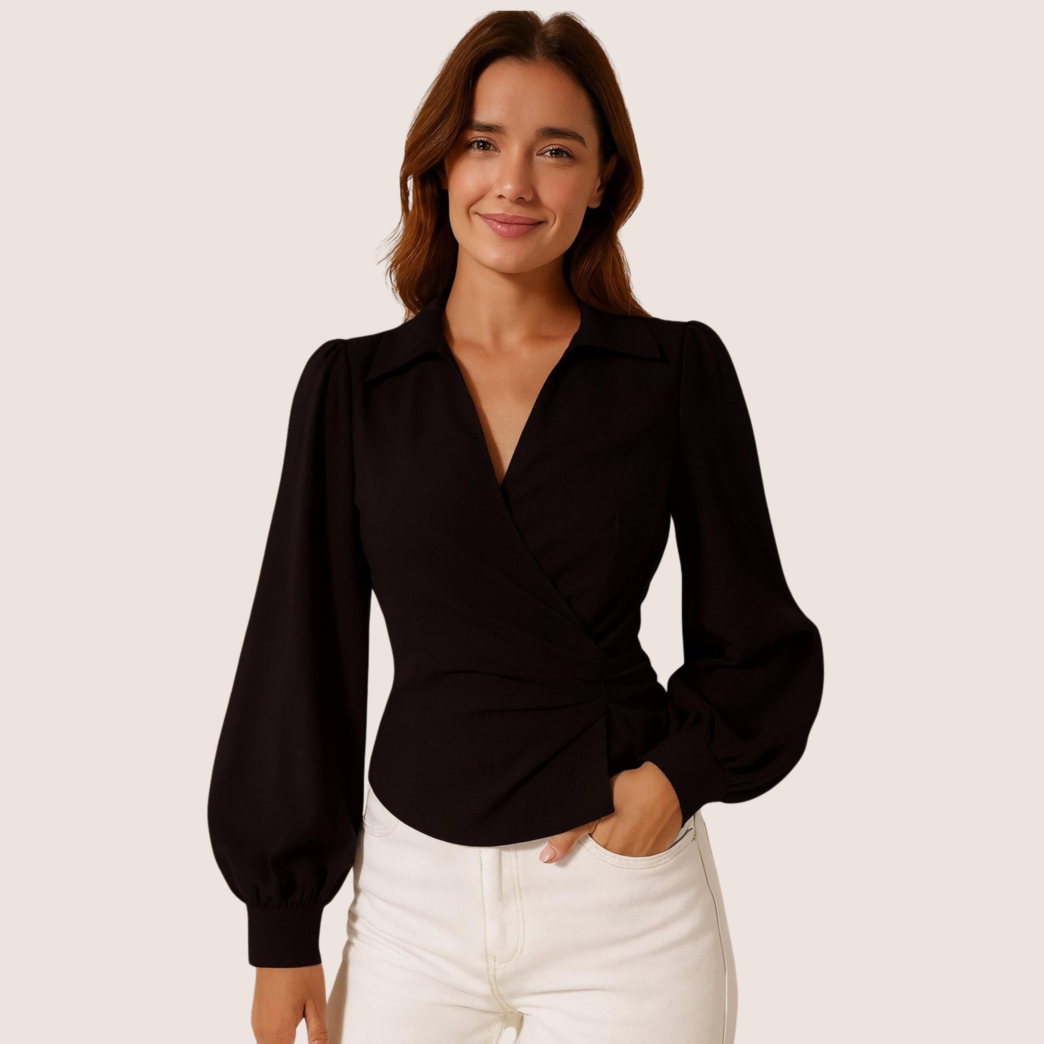 Black V-Neck Bubble Wrap Top