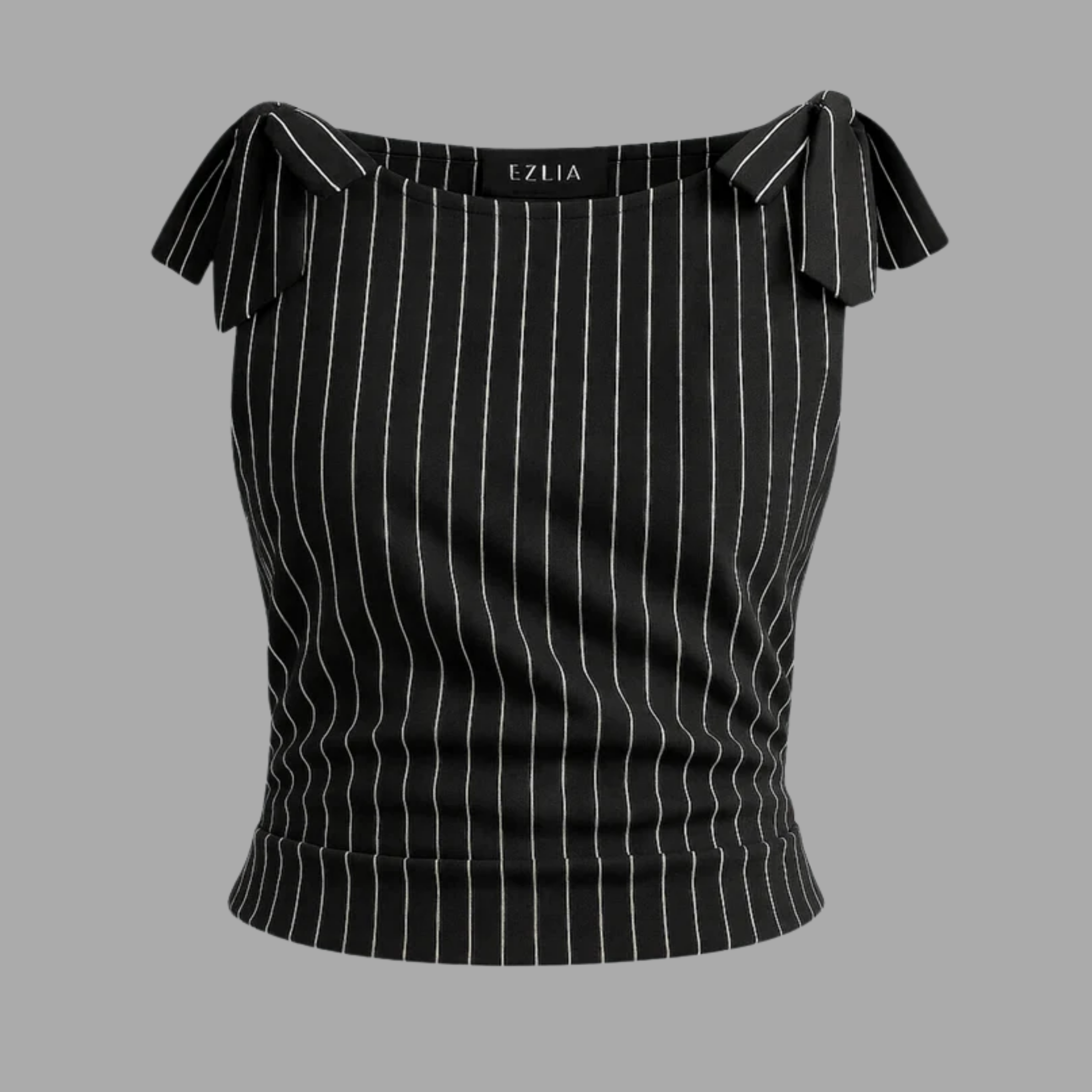 Black Striped Boat Neck Tank Top