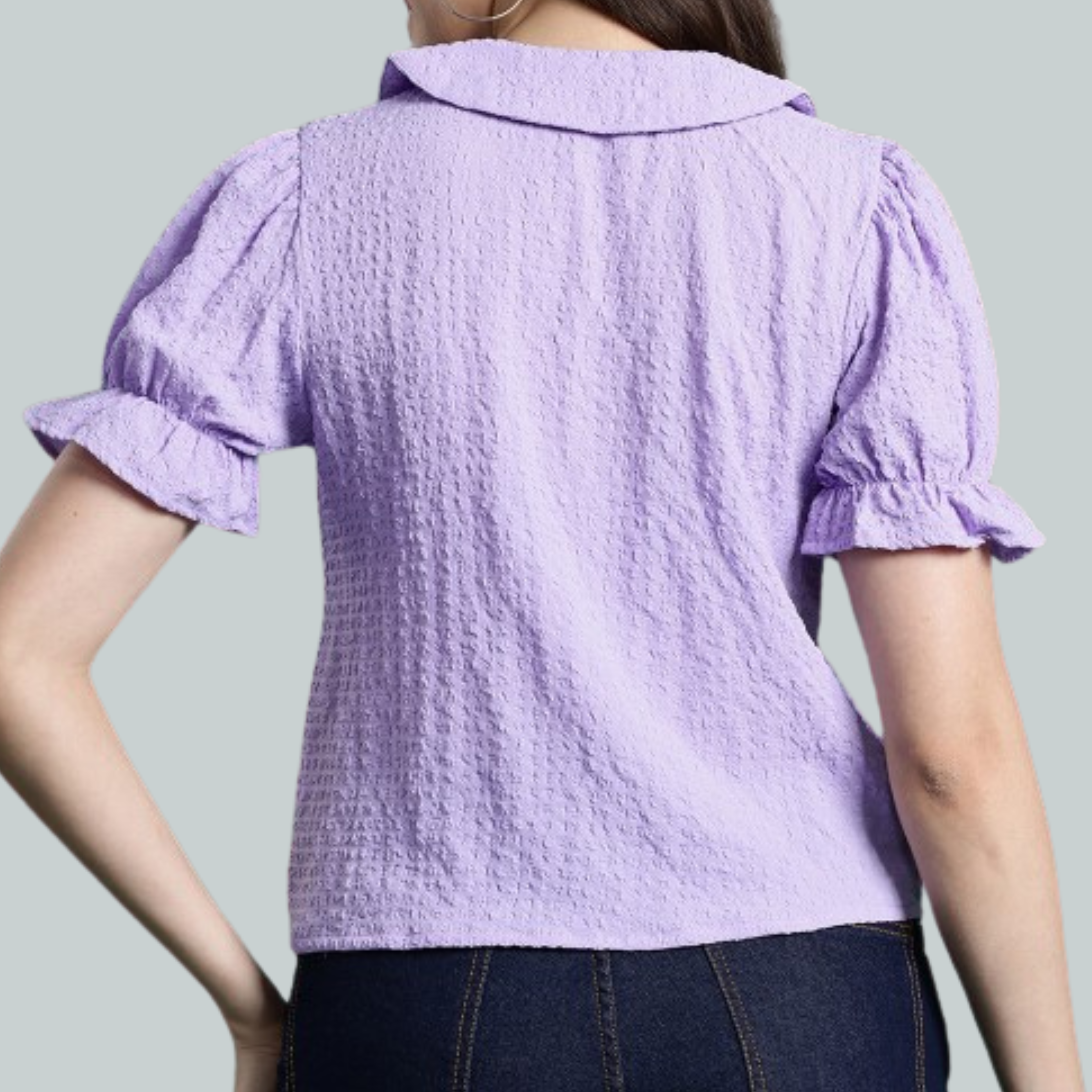Lavender Sleeve Tie-Neck Top
