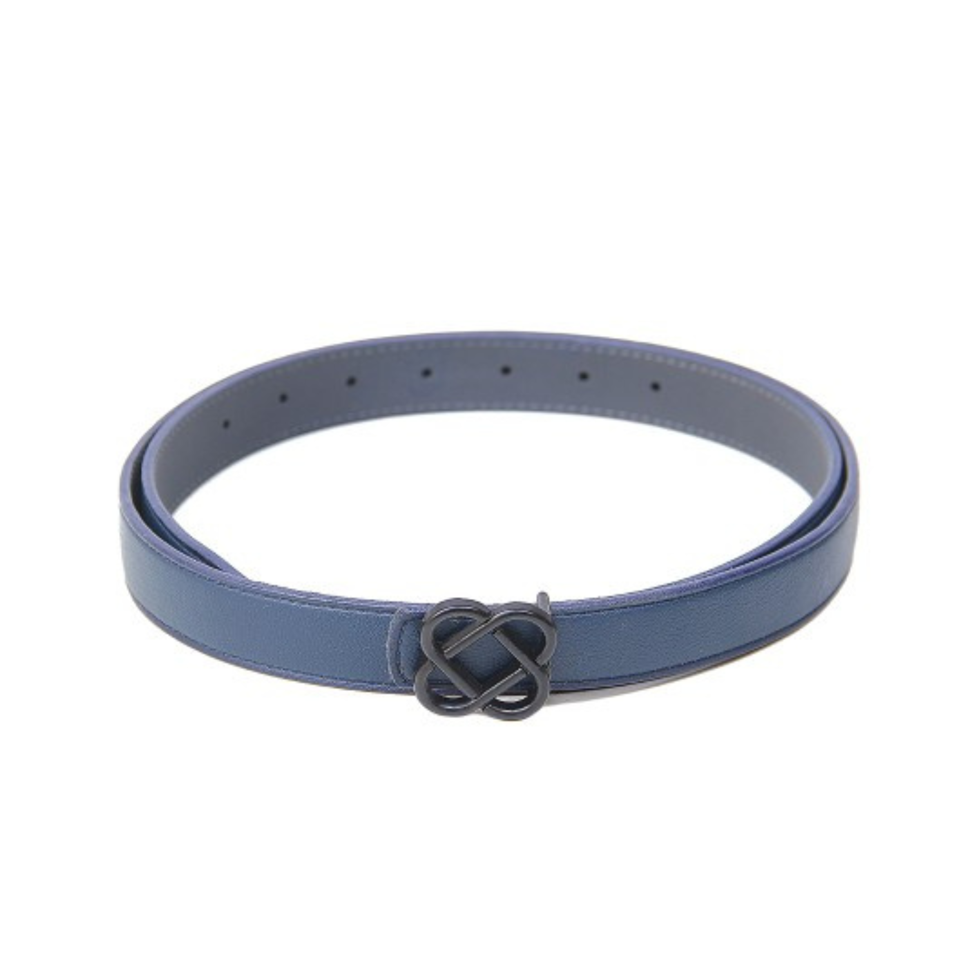 Blue Faux Leather Belt with Black Knot
