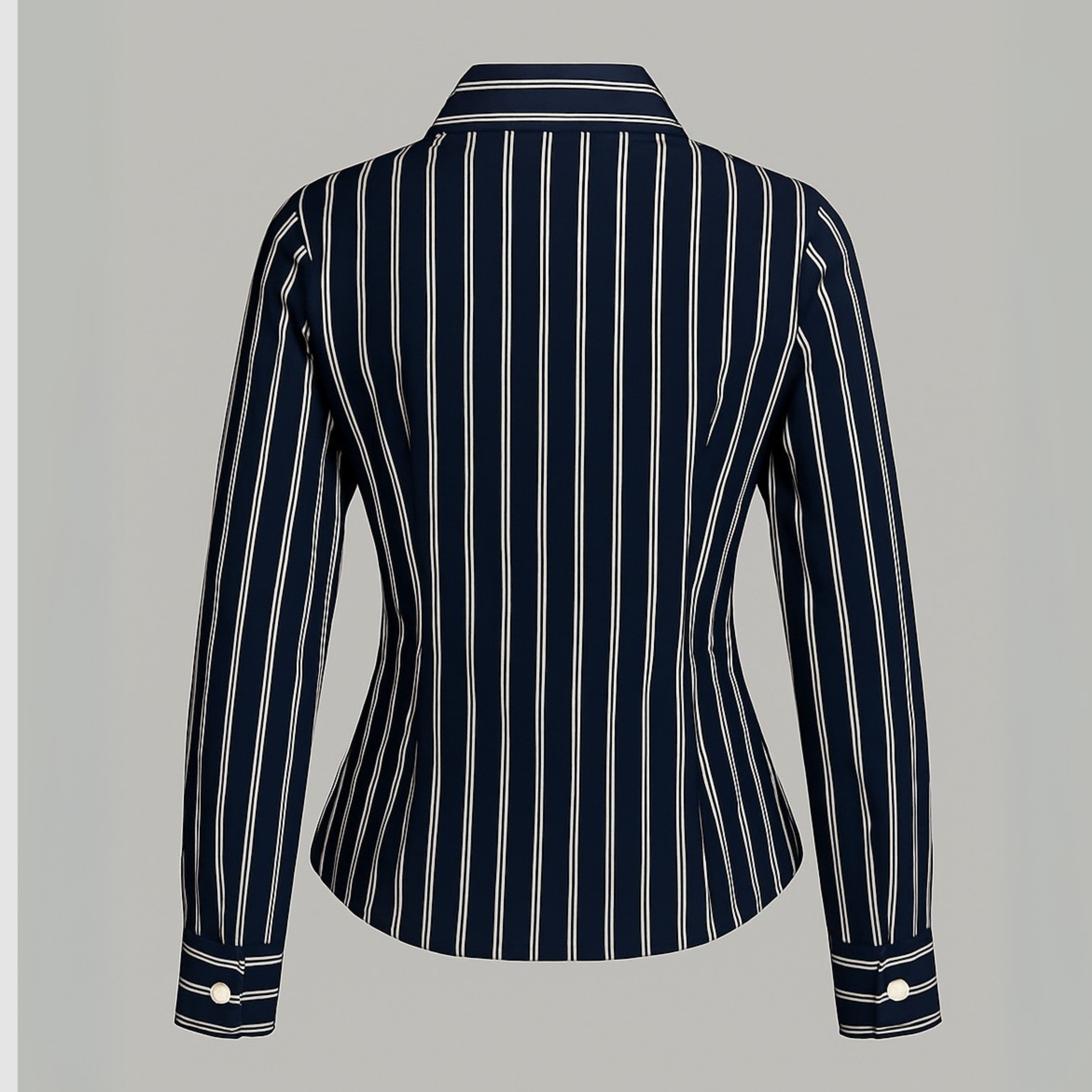 Chic Navy Striped Shirt Slim Fit