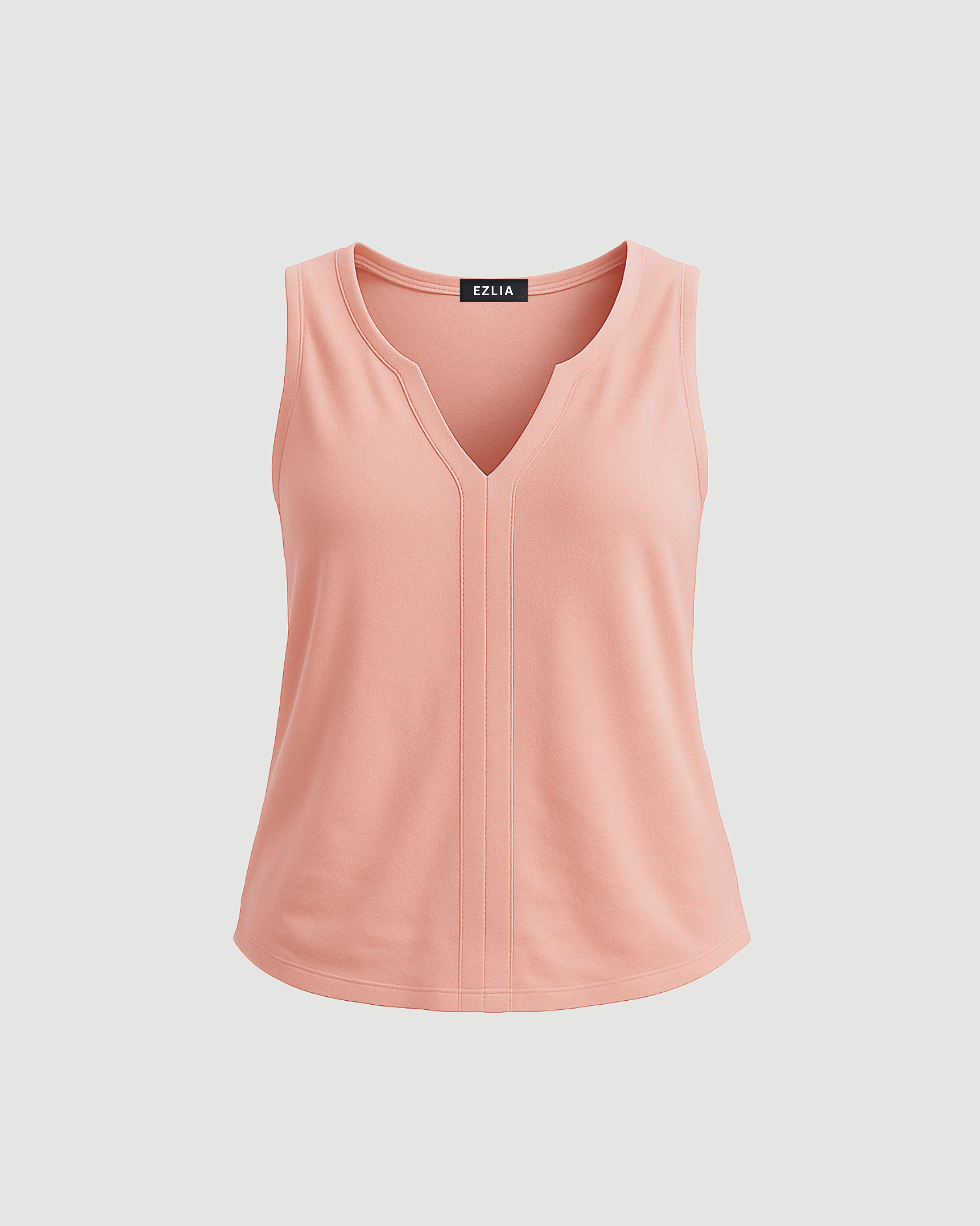 Peach V-Neck Pleated Tank Top