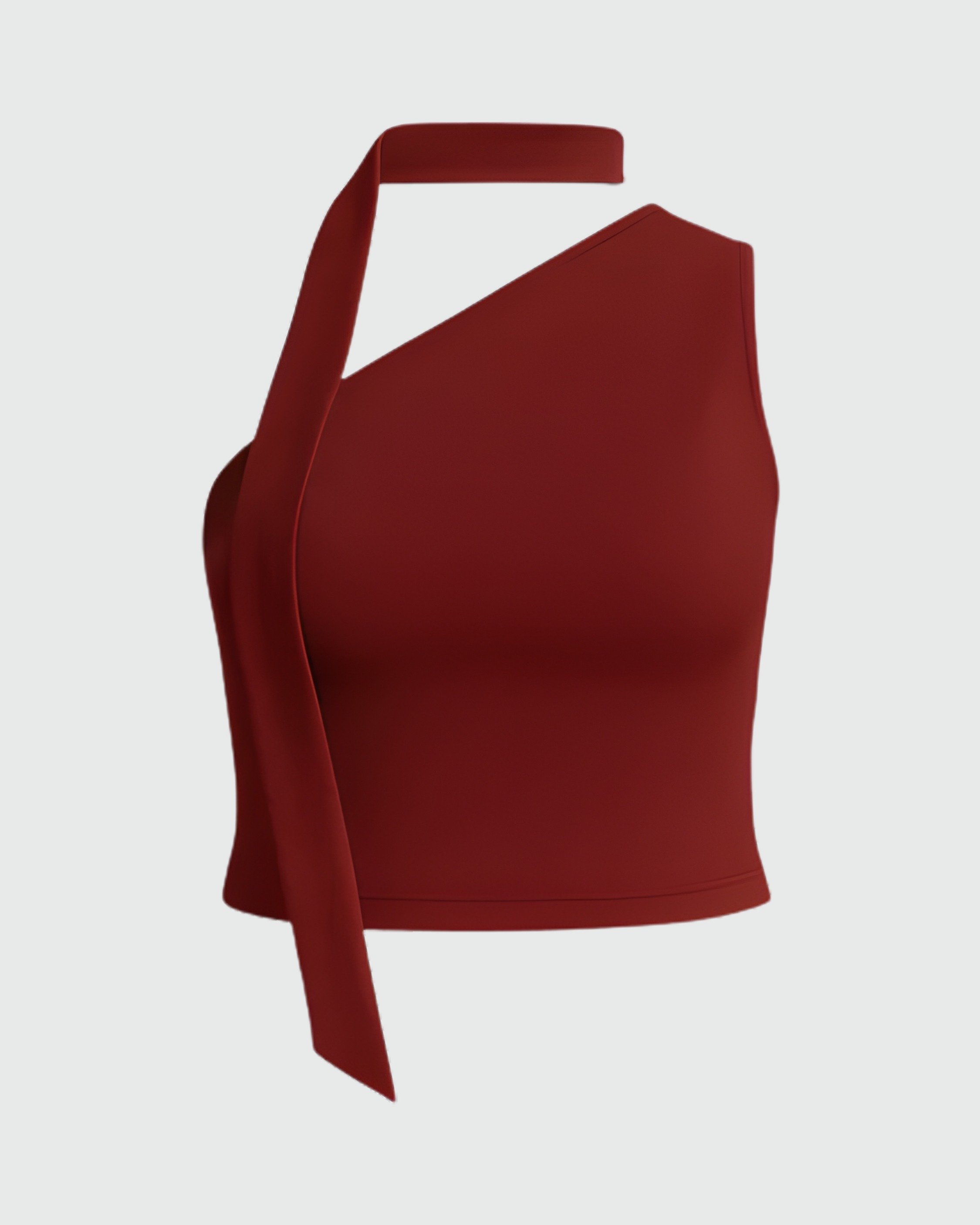 Wine Red One-Shoulder Crop Top