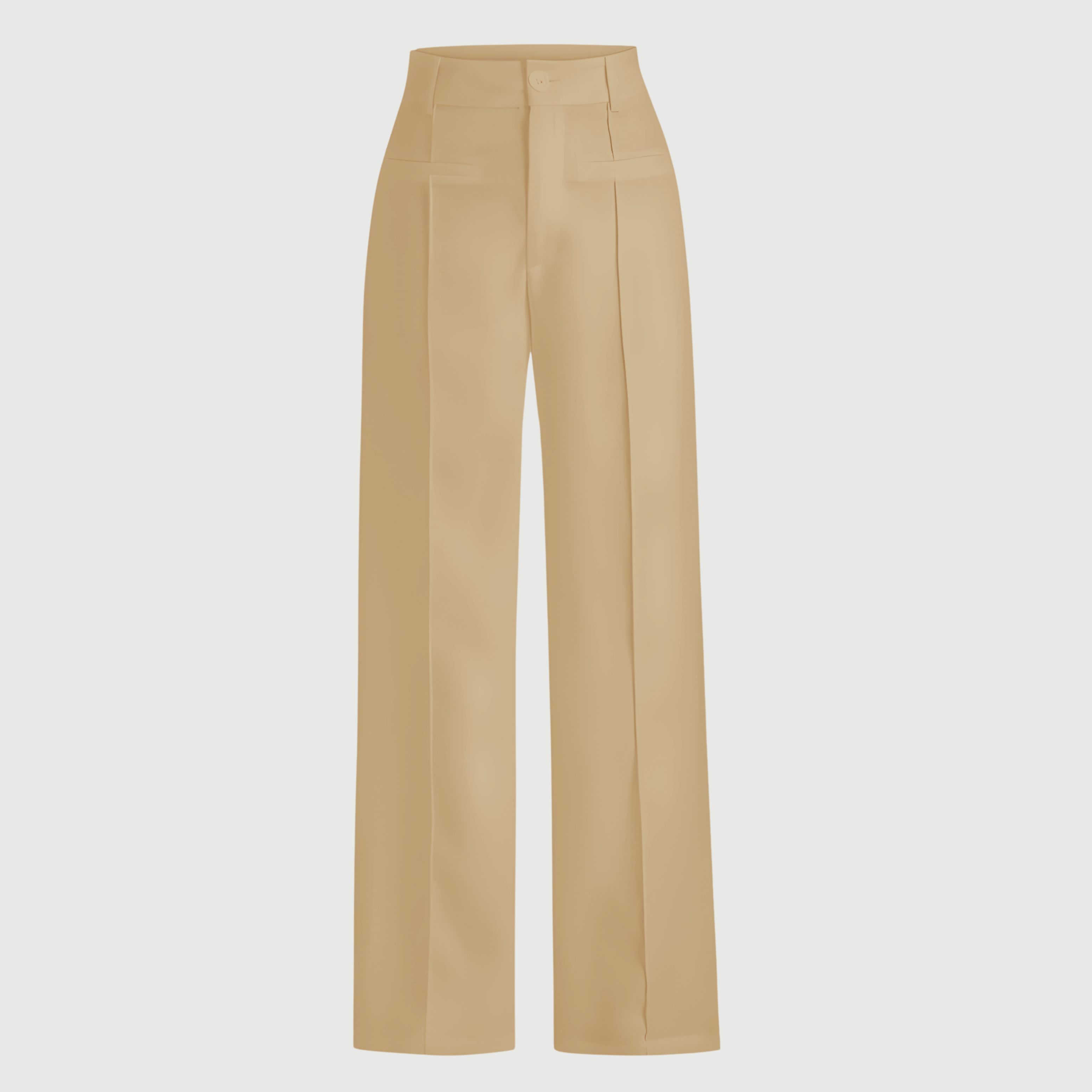High-Waist Wide-Leg Beige Trousers