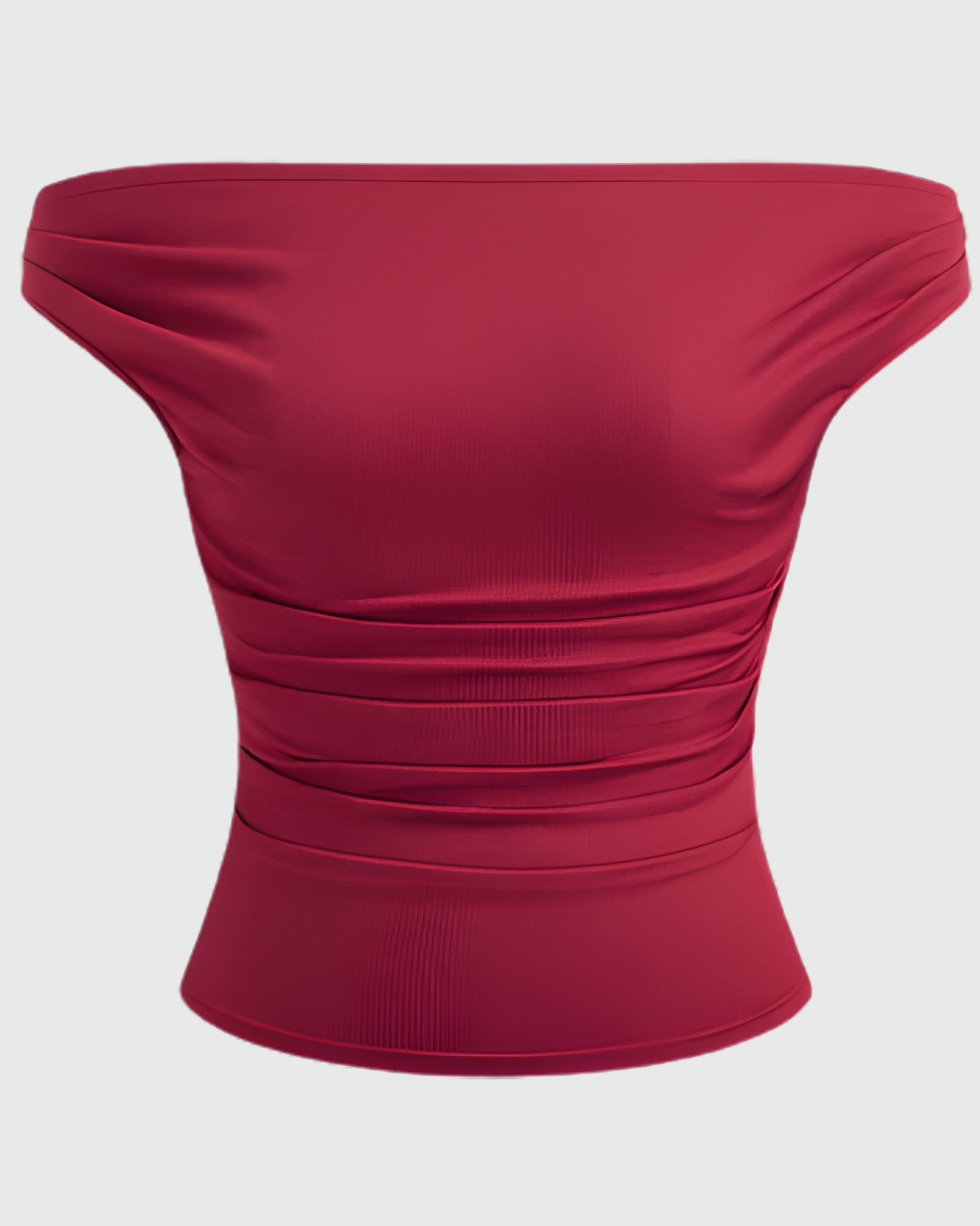 Red Off-Shoulder Fitted Crop Top
