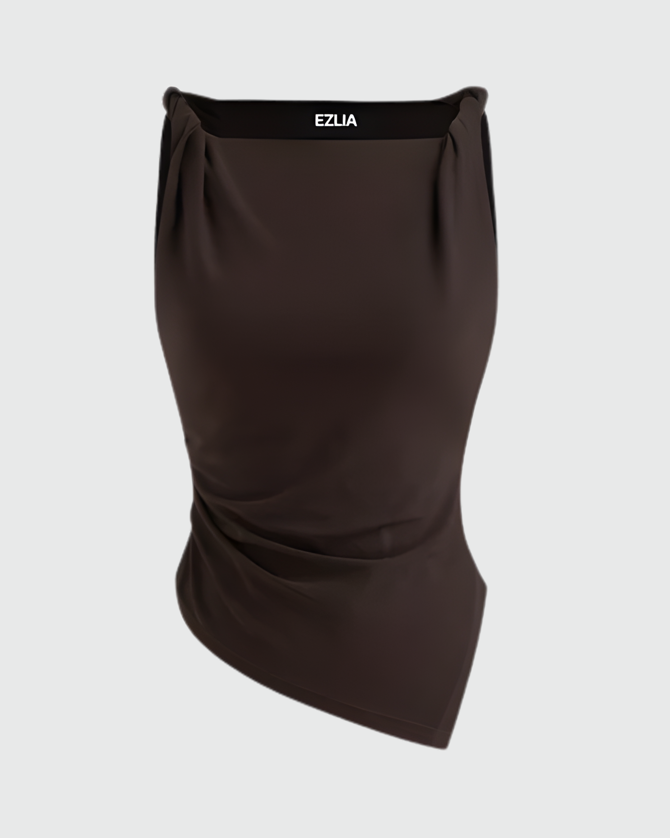 Brown Sleeveless Draped Top