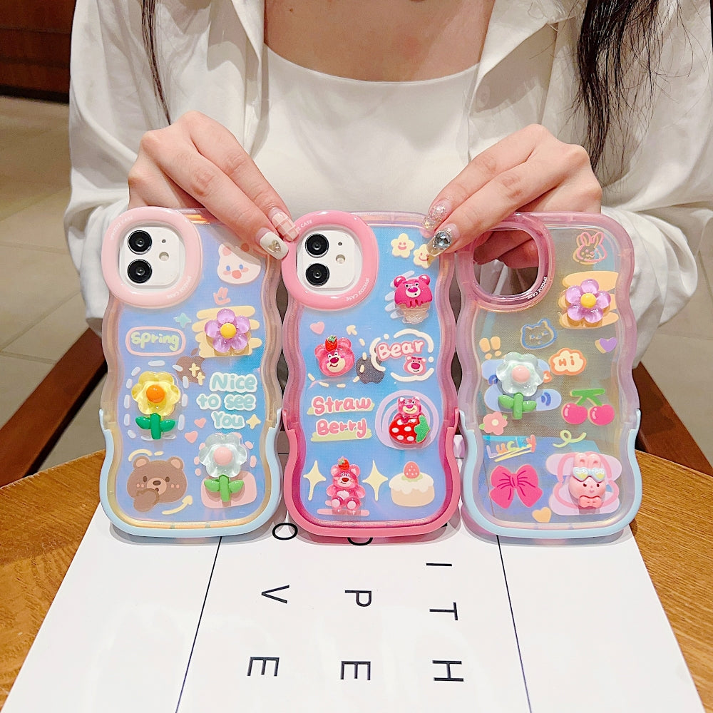 3D Fancy Bear Toy PC (Hard) | TPU (Soft) Printed iPhone Covers with Stand 