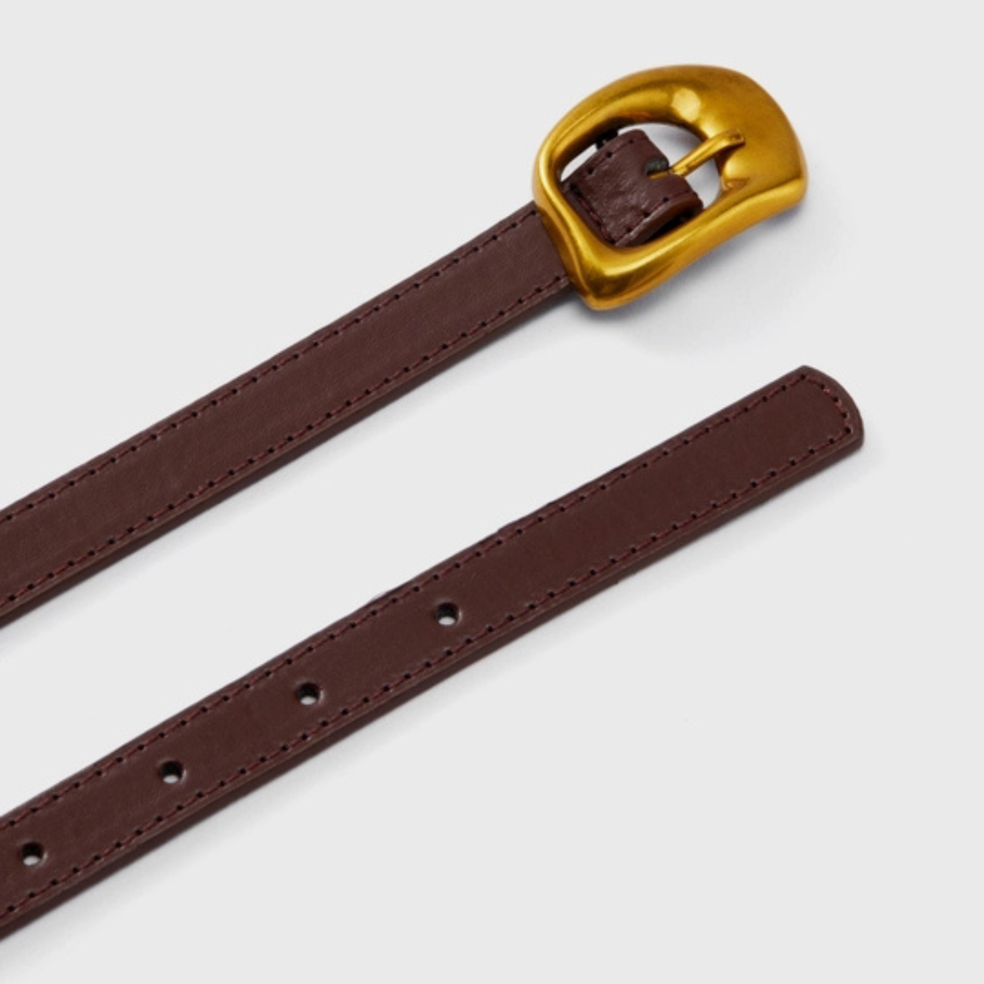 Brown Leather Belt with Gold Buckle