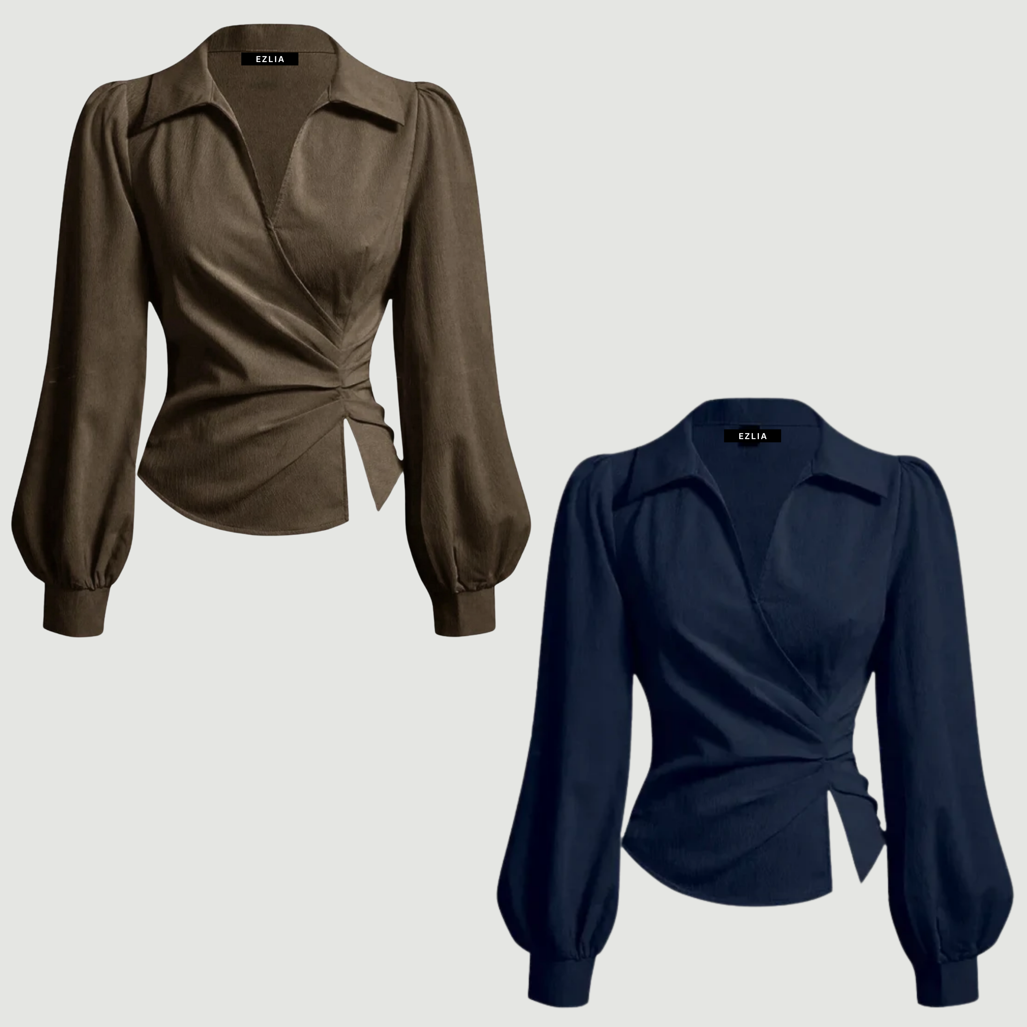 COMBO: V-Neck Bubble Wrap Brown & Blue Top