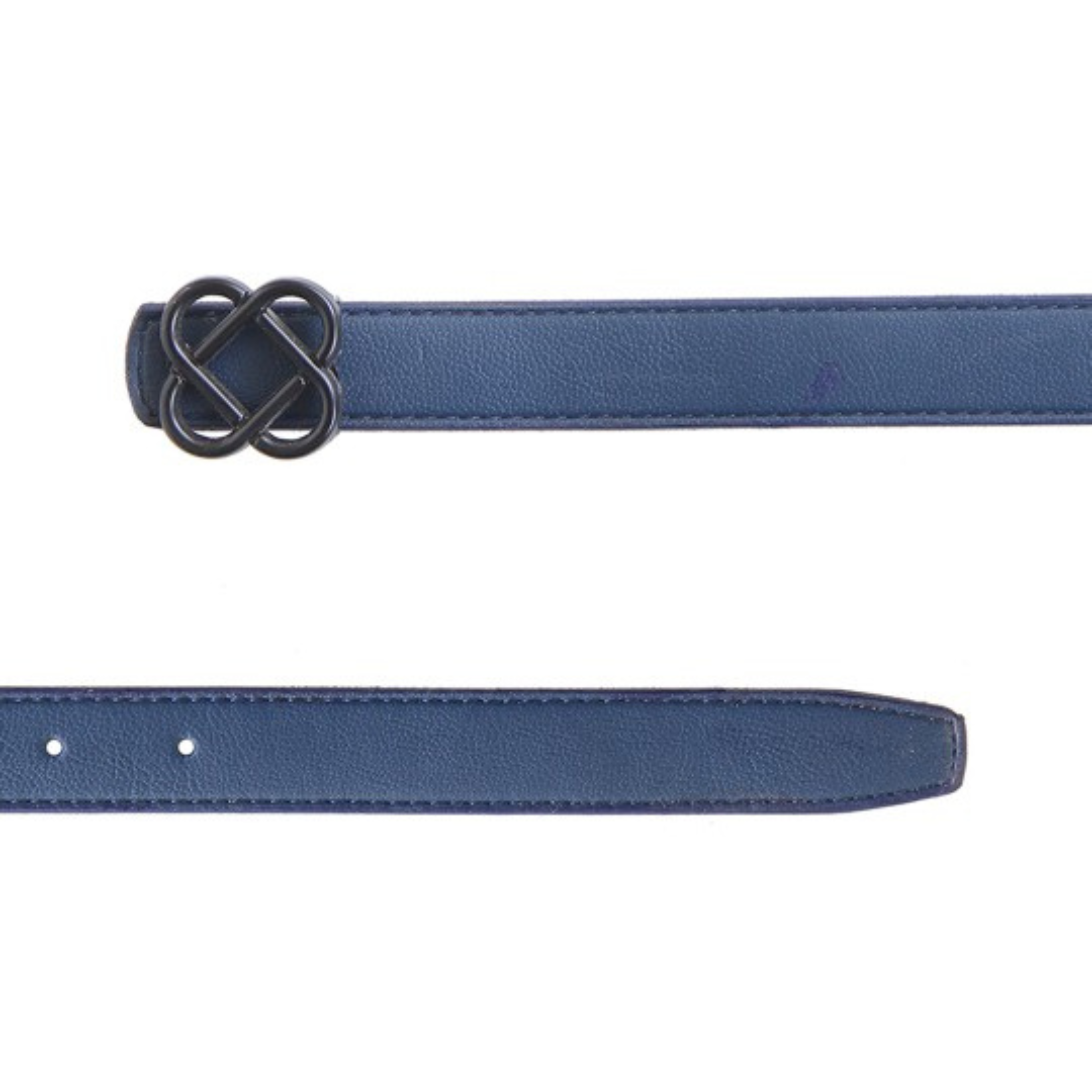 Blue Faux Leather Belt with Black Knot