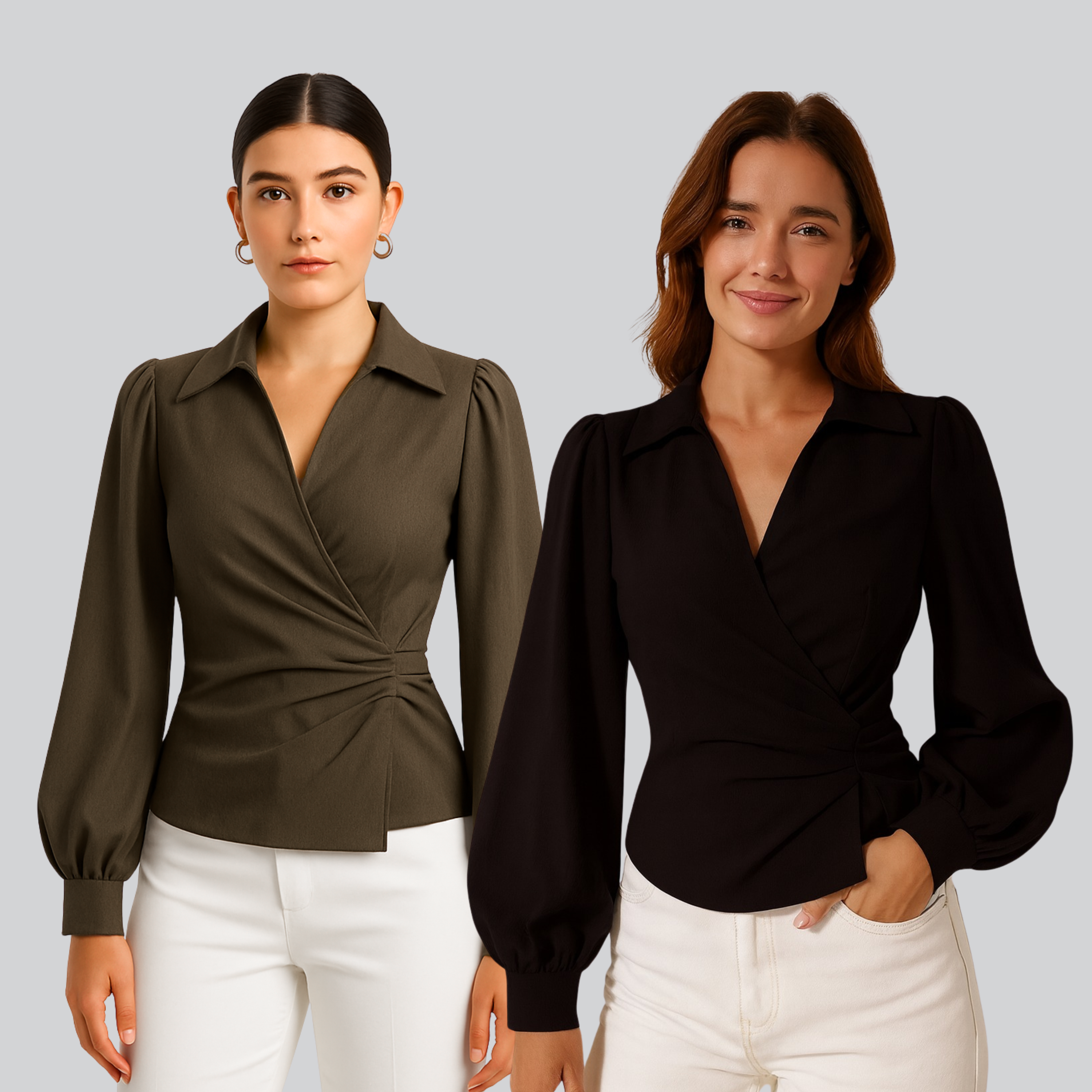 COMBO: V-Neck Bubble Wrap Brown & Black Top