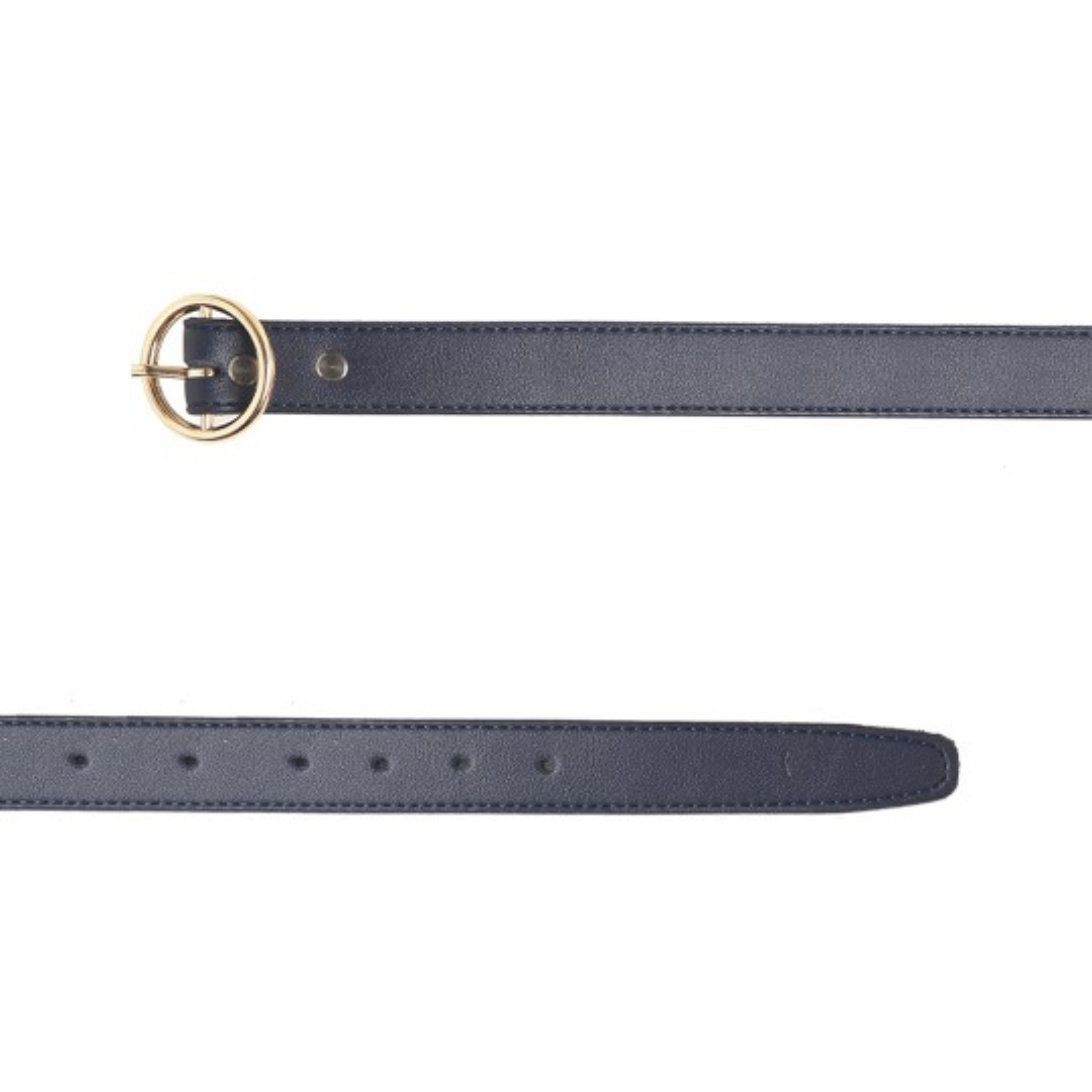 Navy Blue Belt with Gold Round Buckle