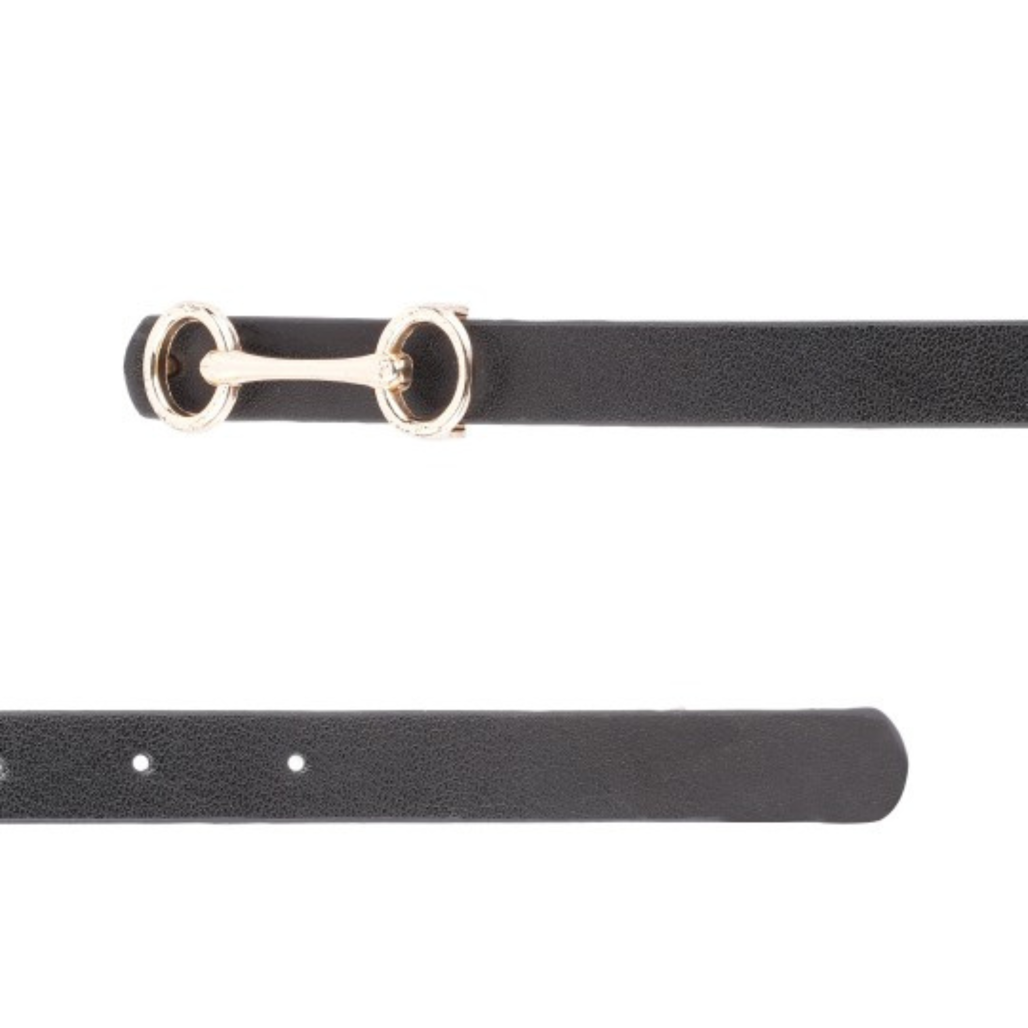 Black Slim Belt with Gold Bar Buckle