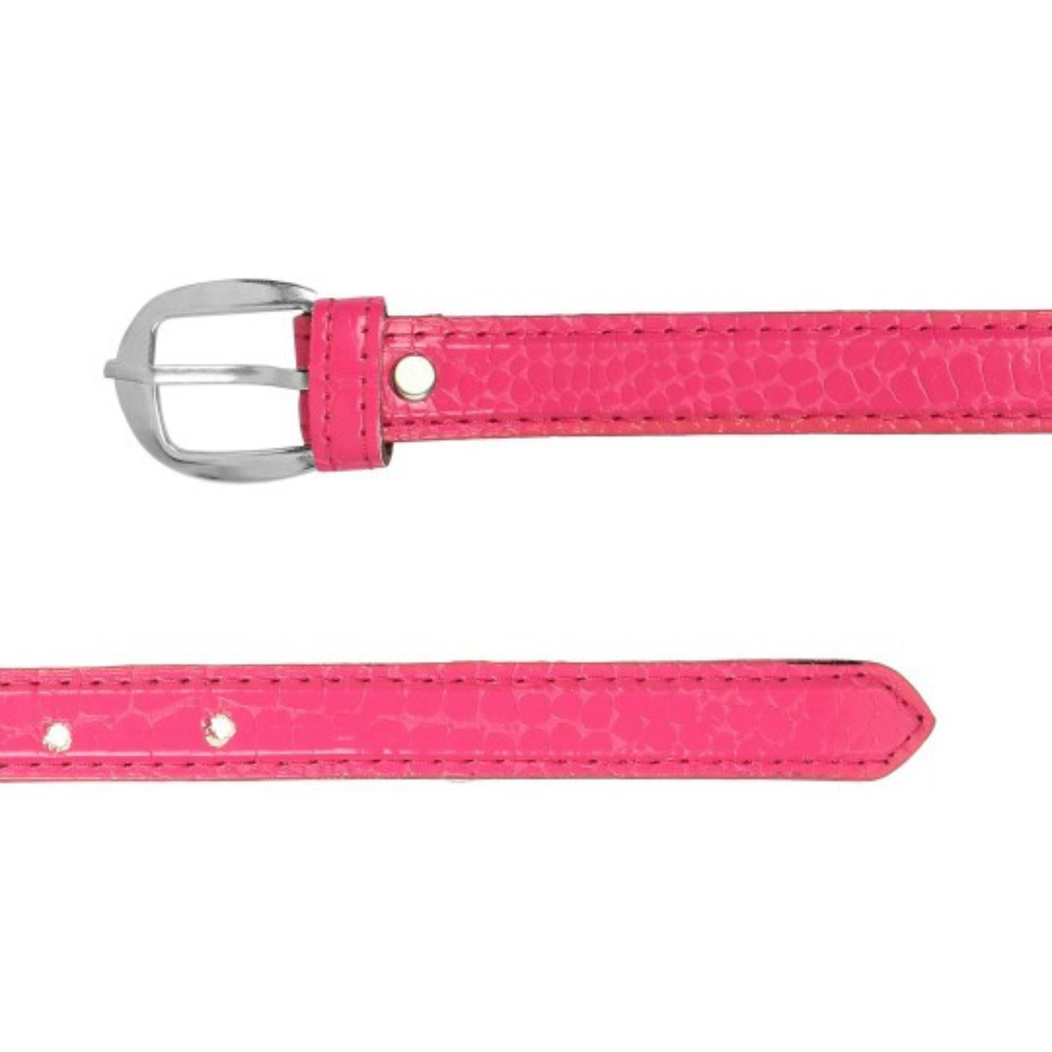 Pink Faux Leather Slim Belt