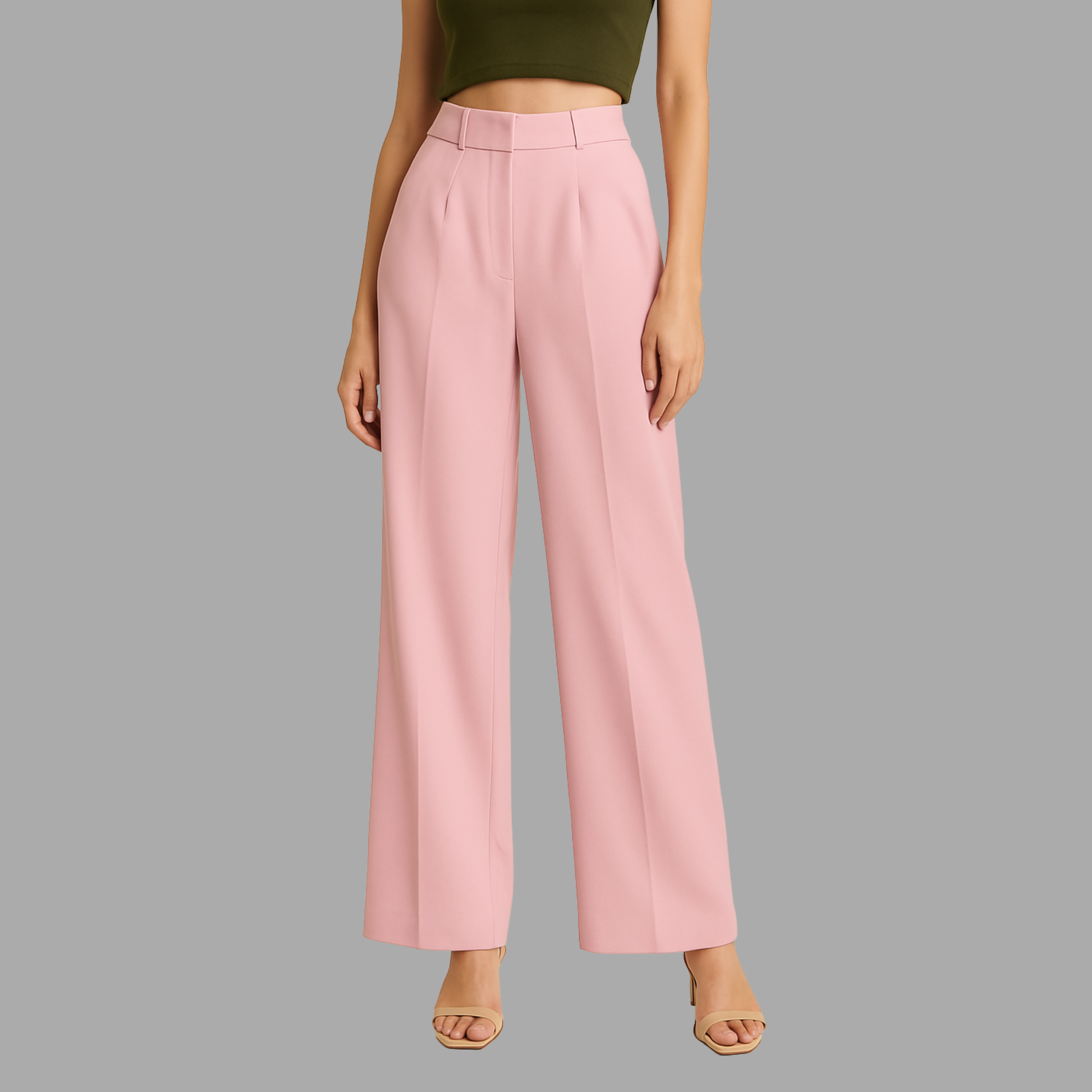 Pink Straight-Leg Trousers