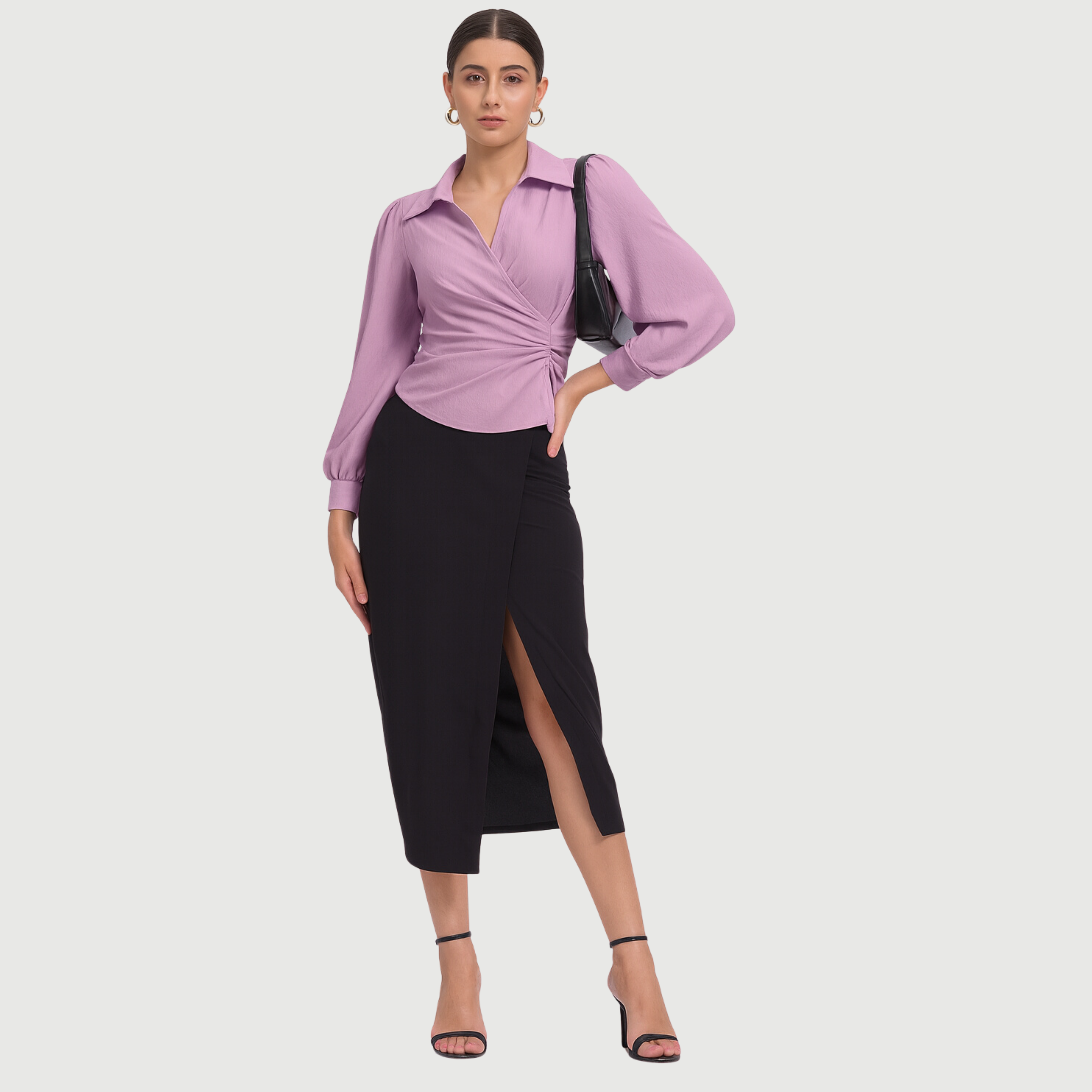 Lavender V-Neck Bubble Wrap Top