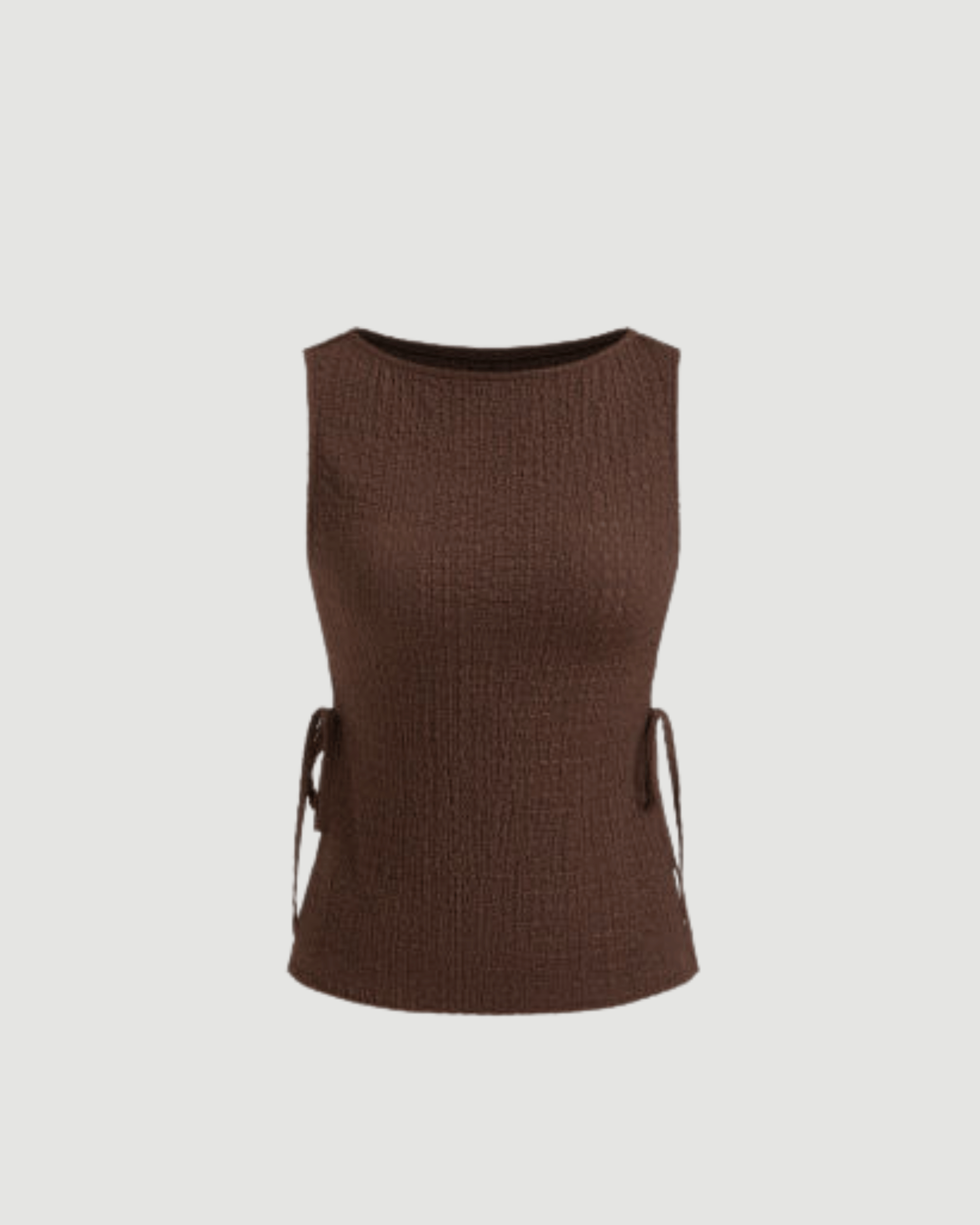 Brown Textured Sleeveless Top