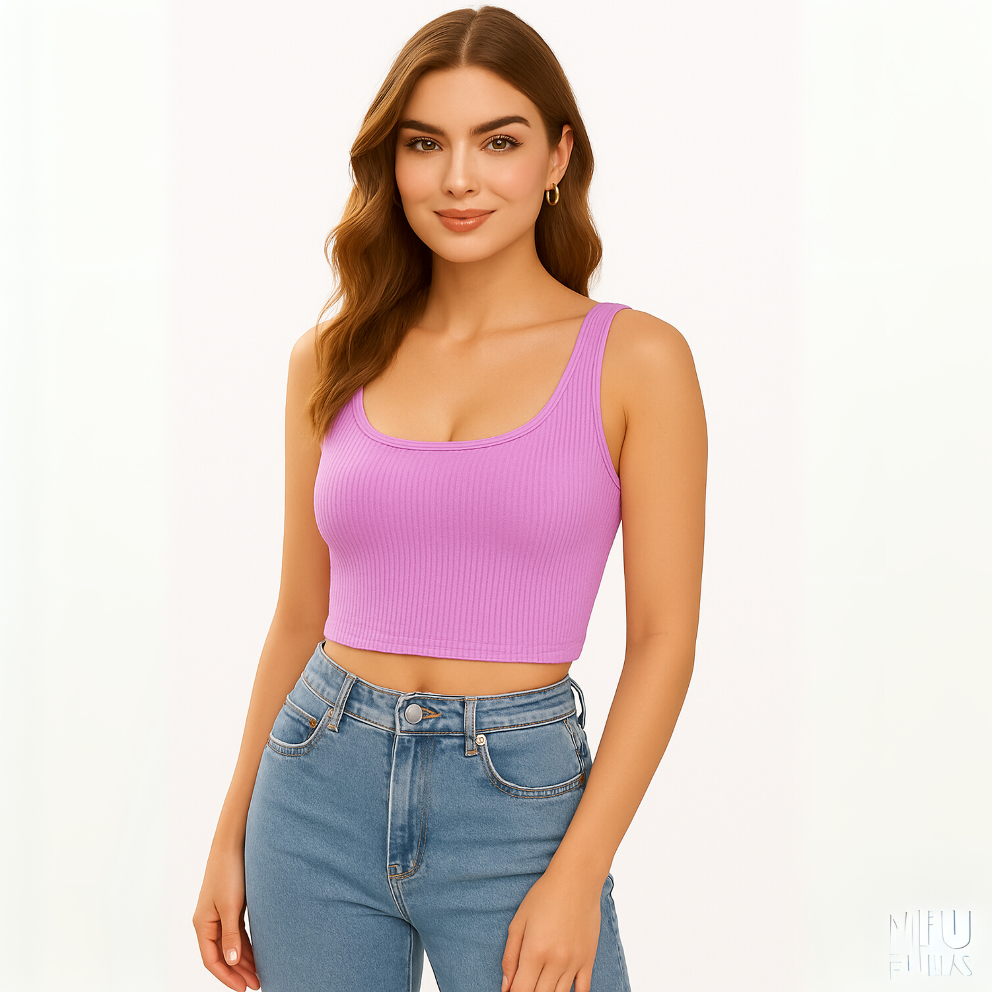 Lilac Ribbed Knit Crop Top