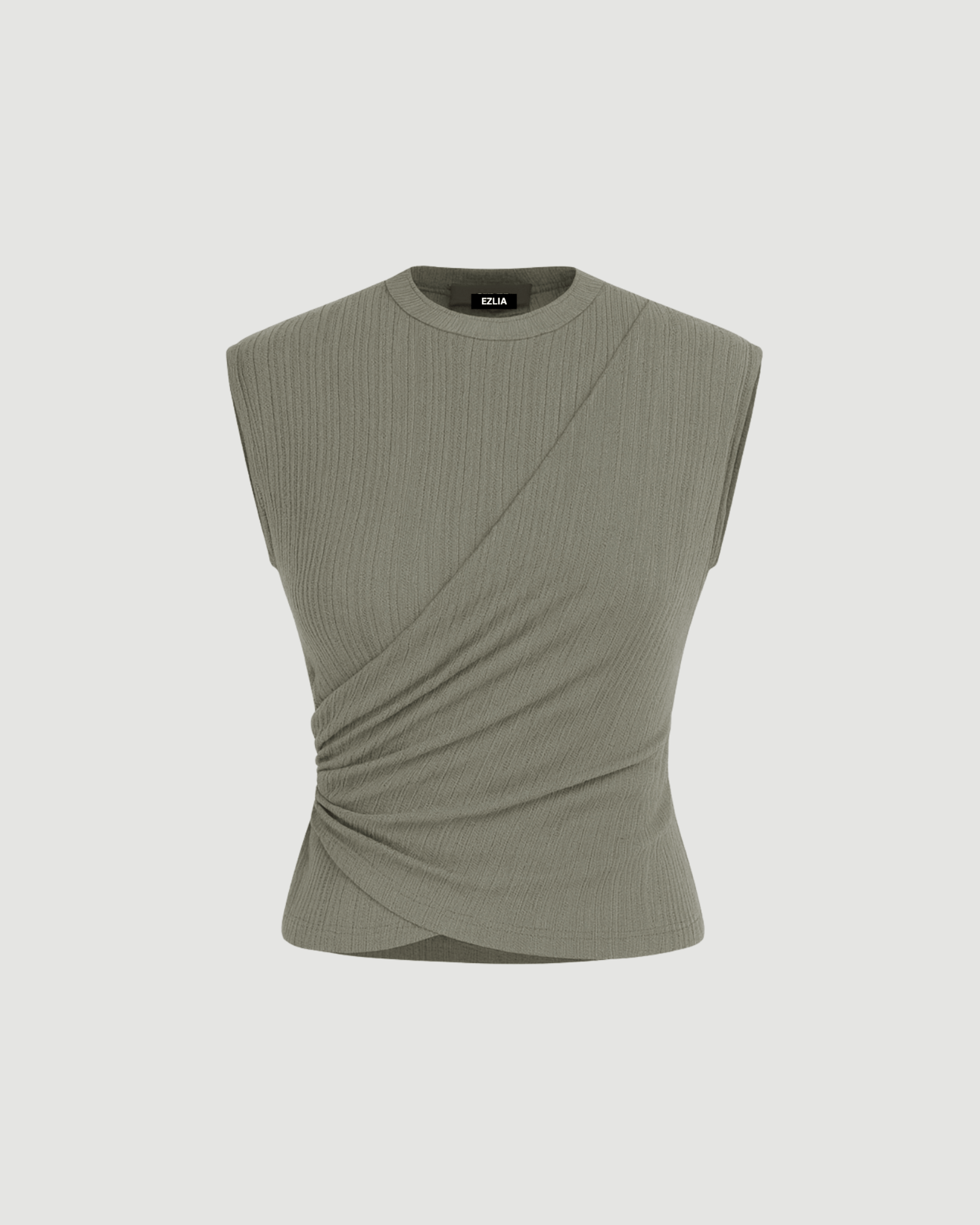 Sage Green Ribbed Wrap Top