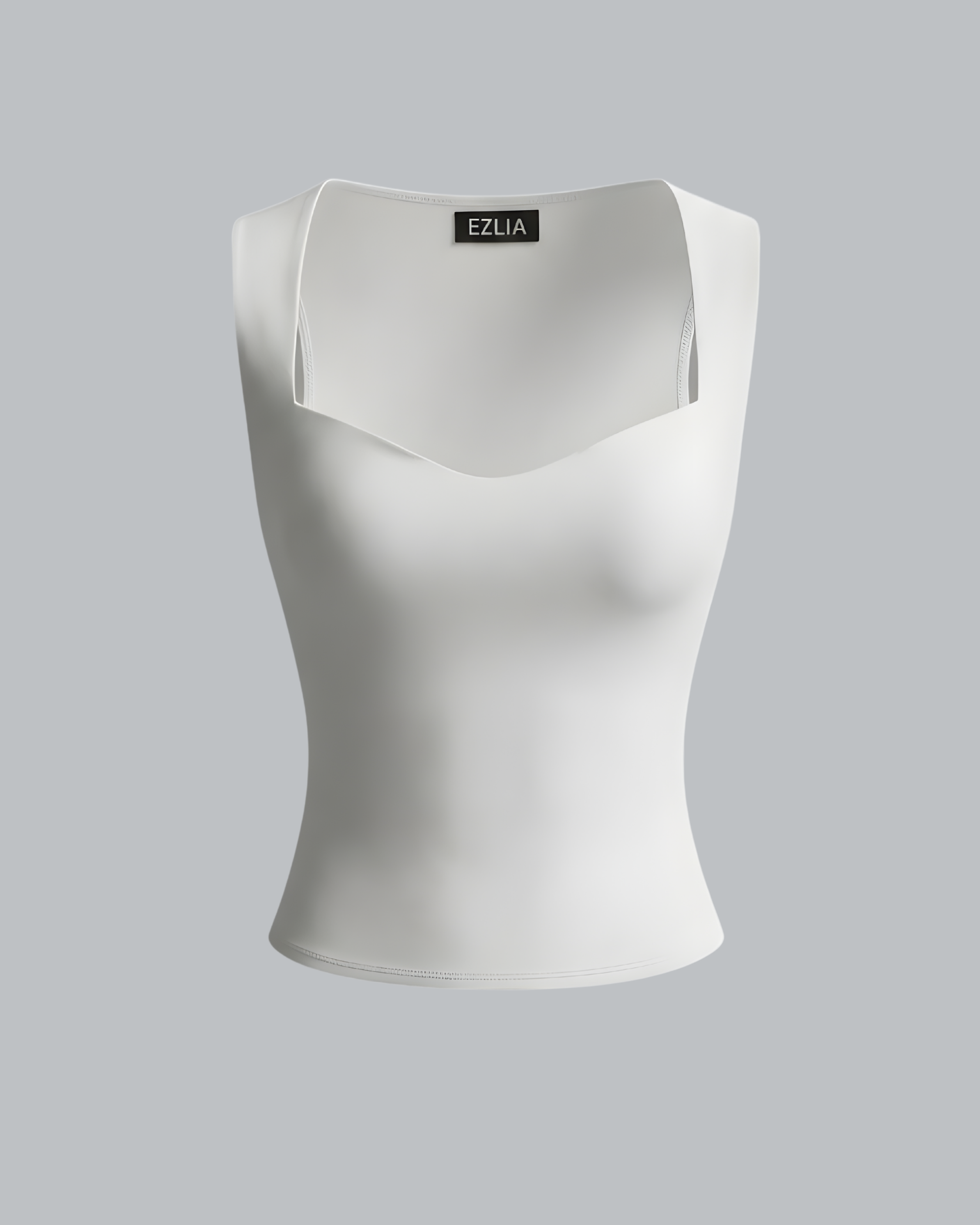 White Sleeveless Square Neck Top
