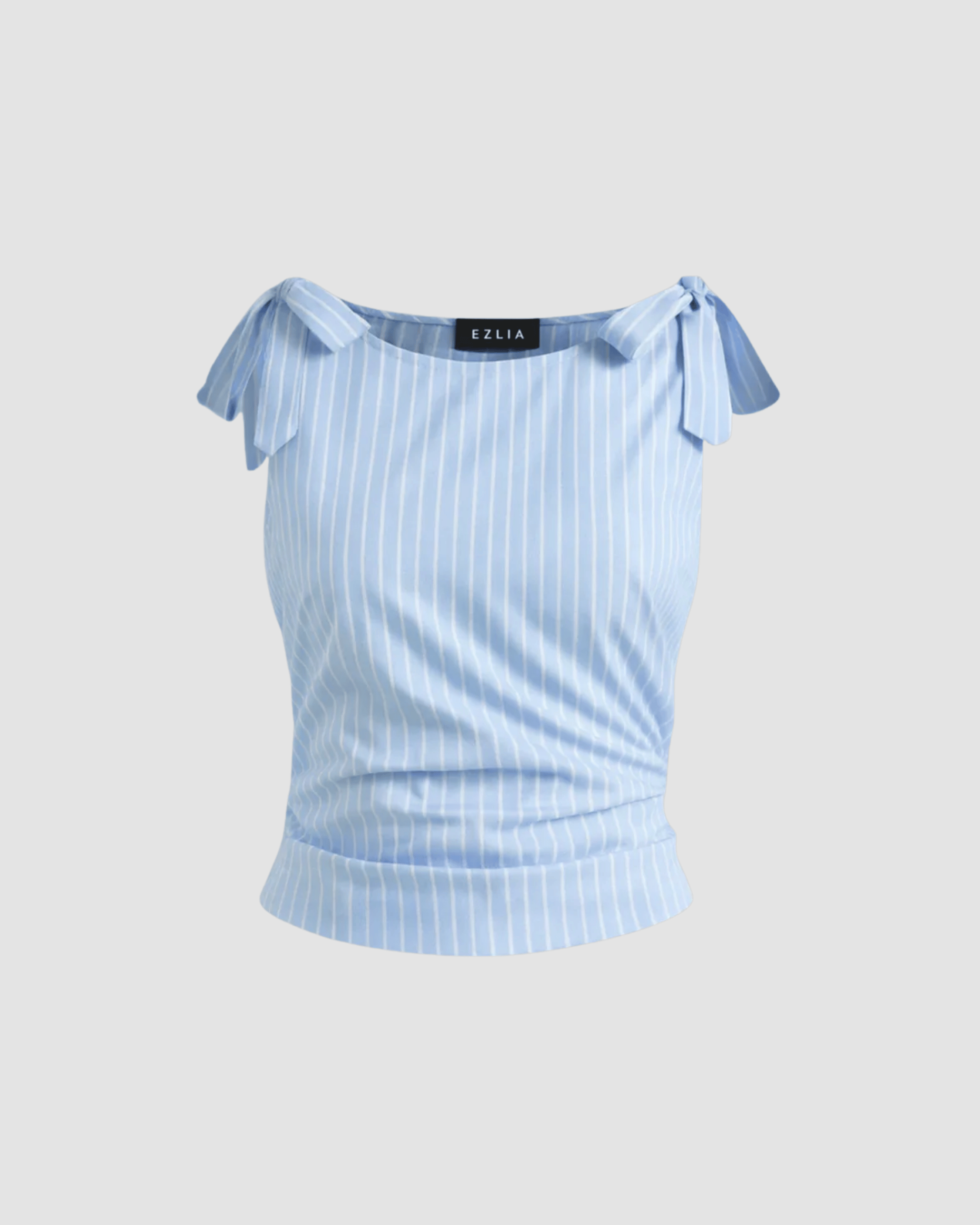 Striped Boat Neck Ruched Tank Top