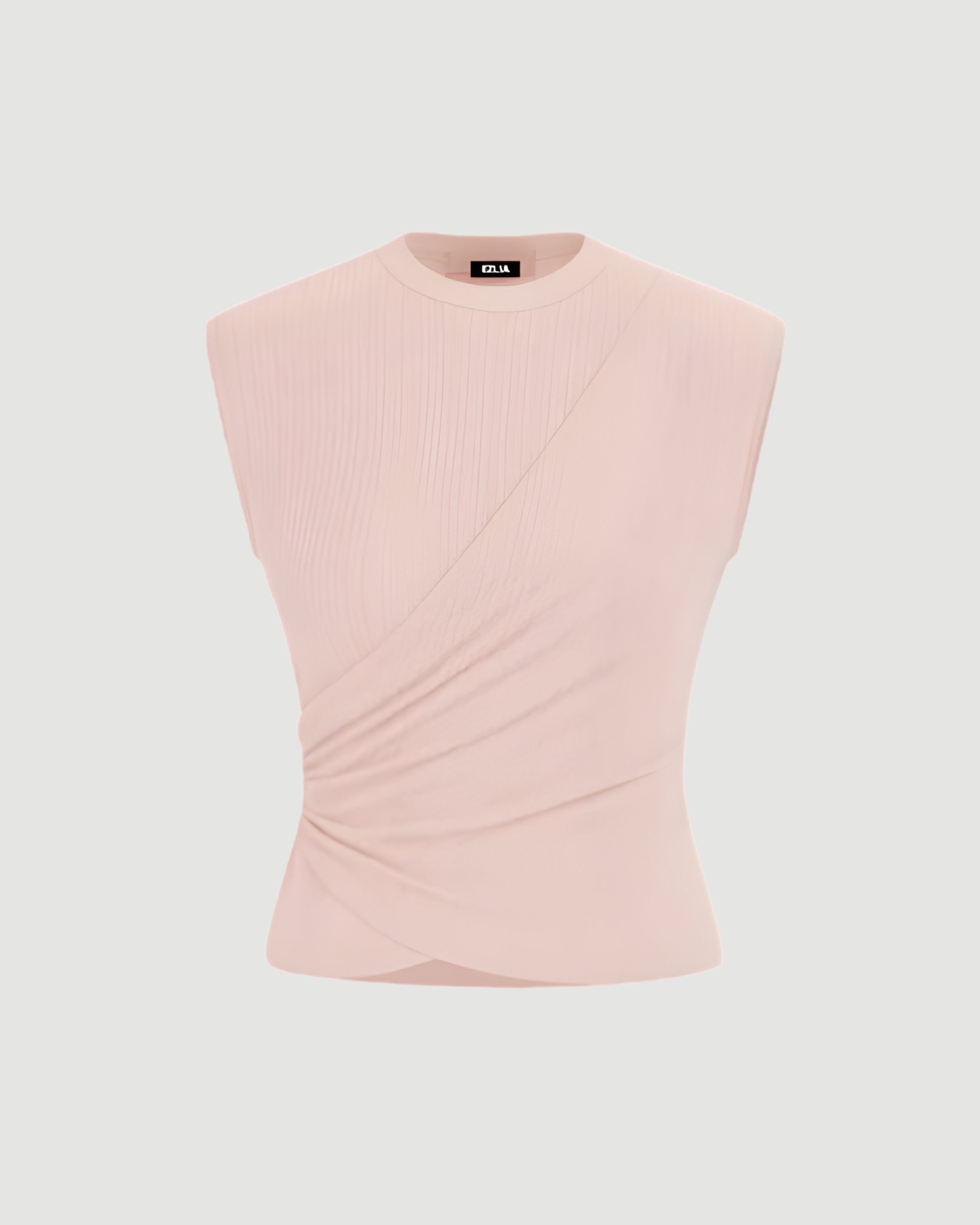 Peach Wrap Effect Ribbed Top