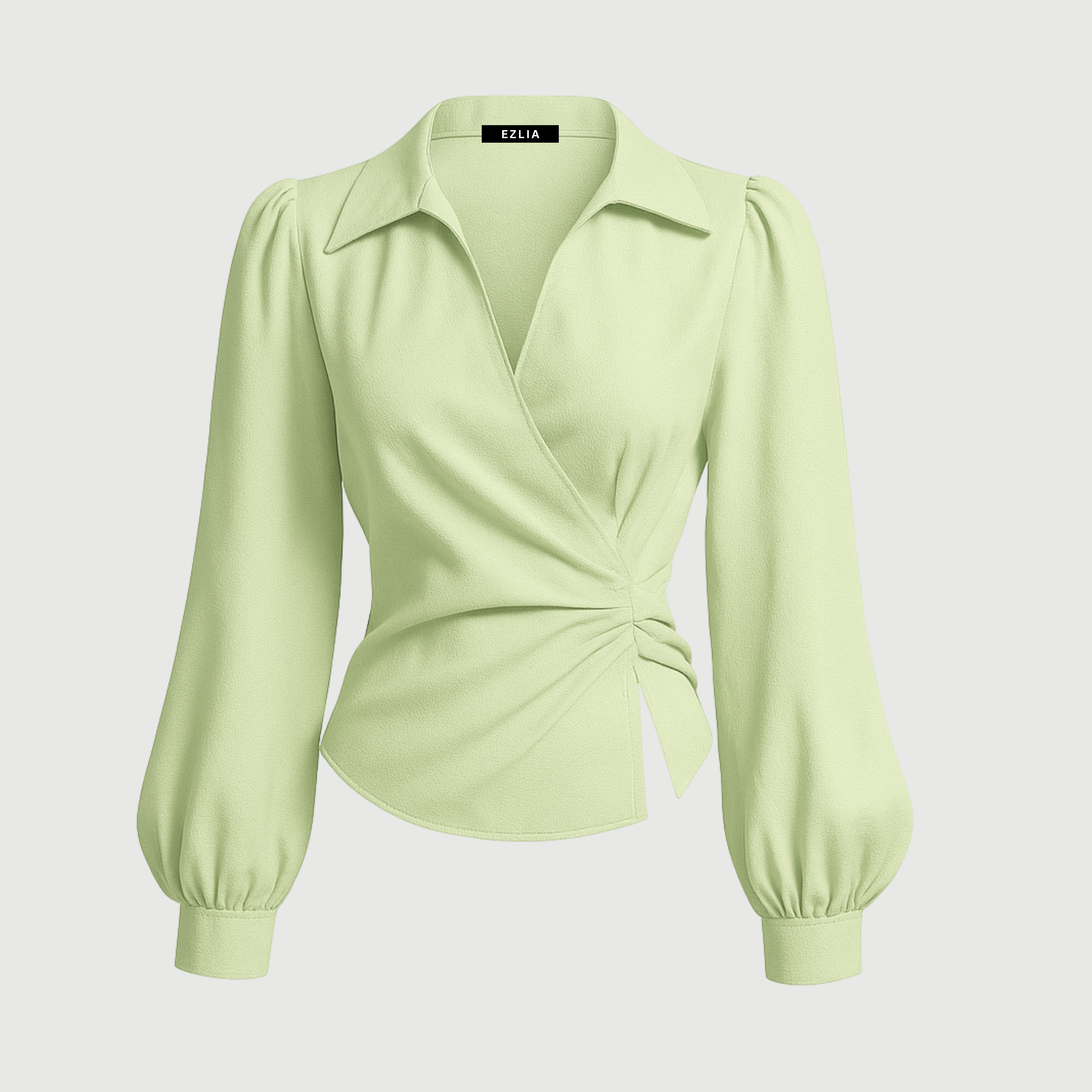 Green V-Neck Bubble Wrap Top