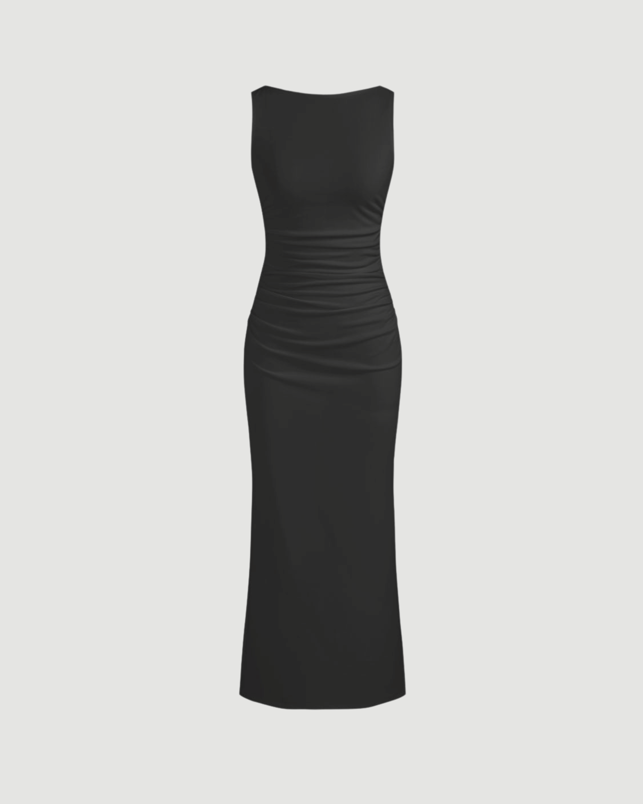 Black Sleeveless Bodycon Midi Dress