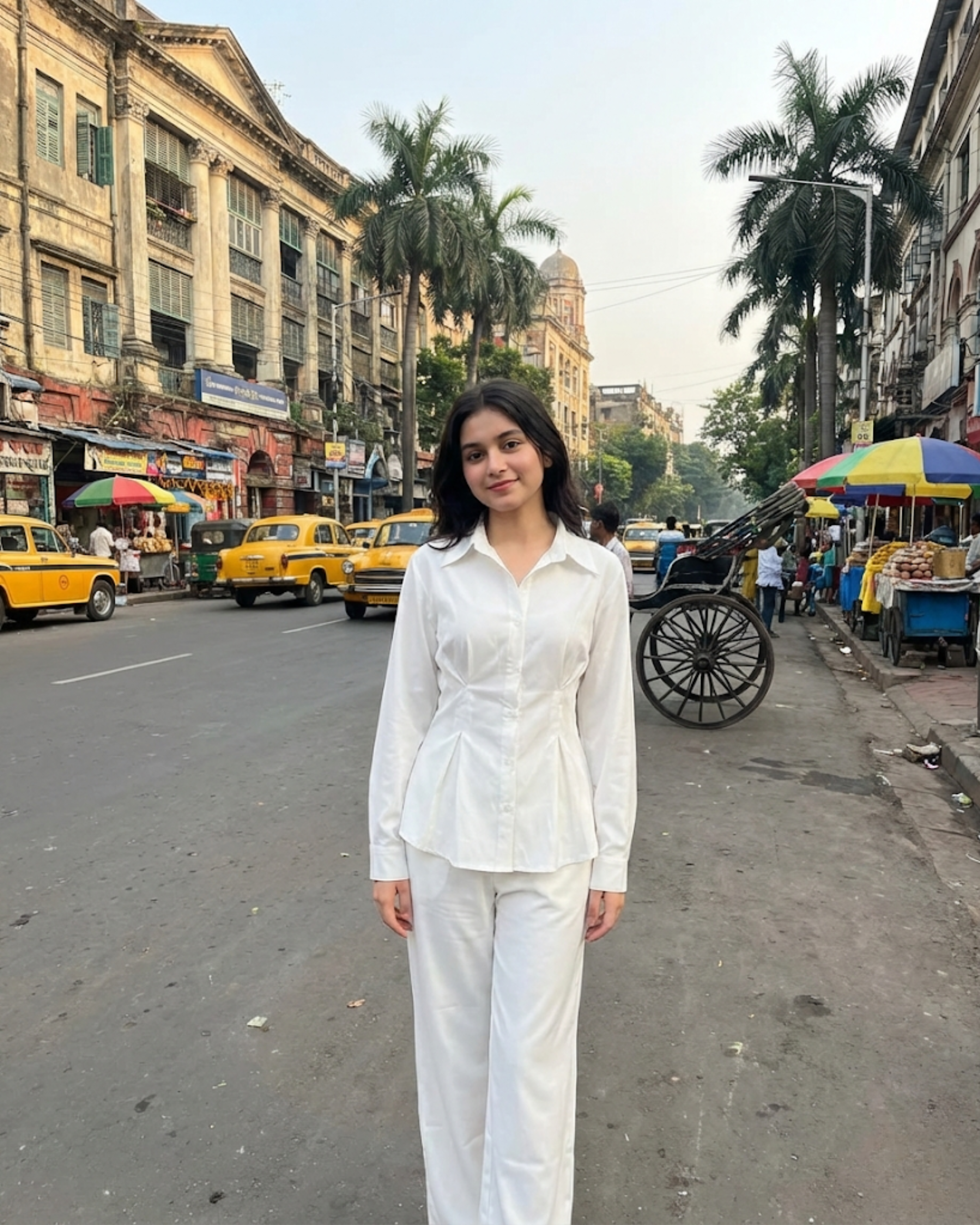 White Shirt with Structured Flare Waist