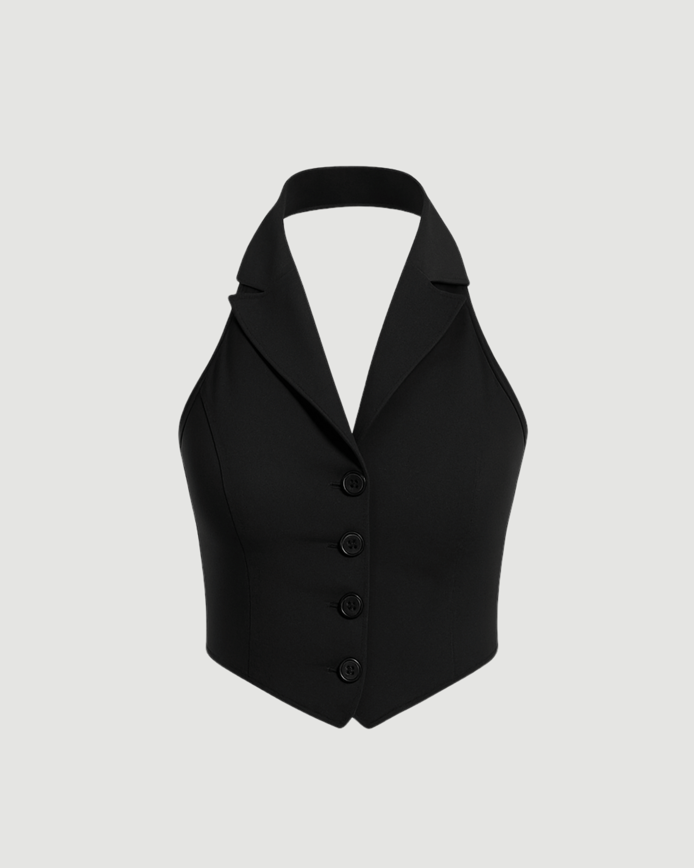 Black Halter Neck Waistcoat