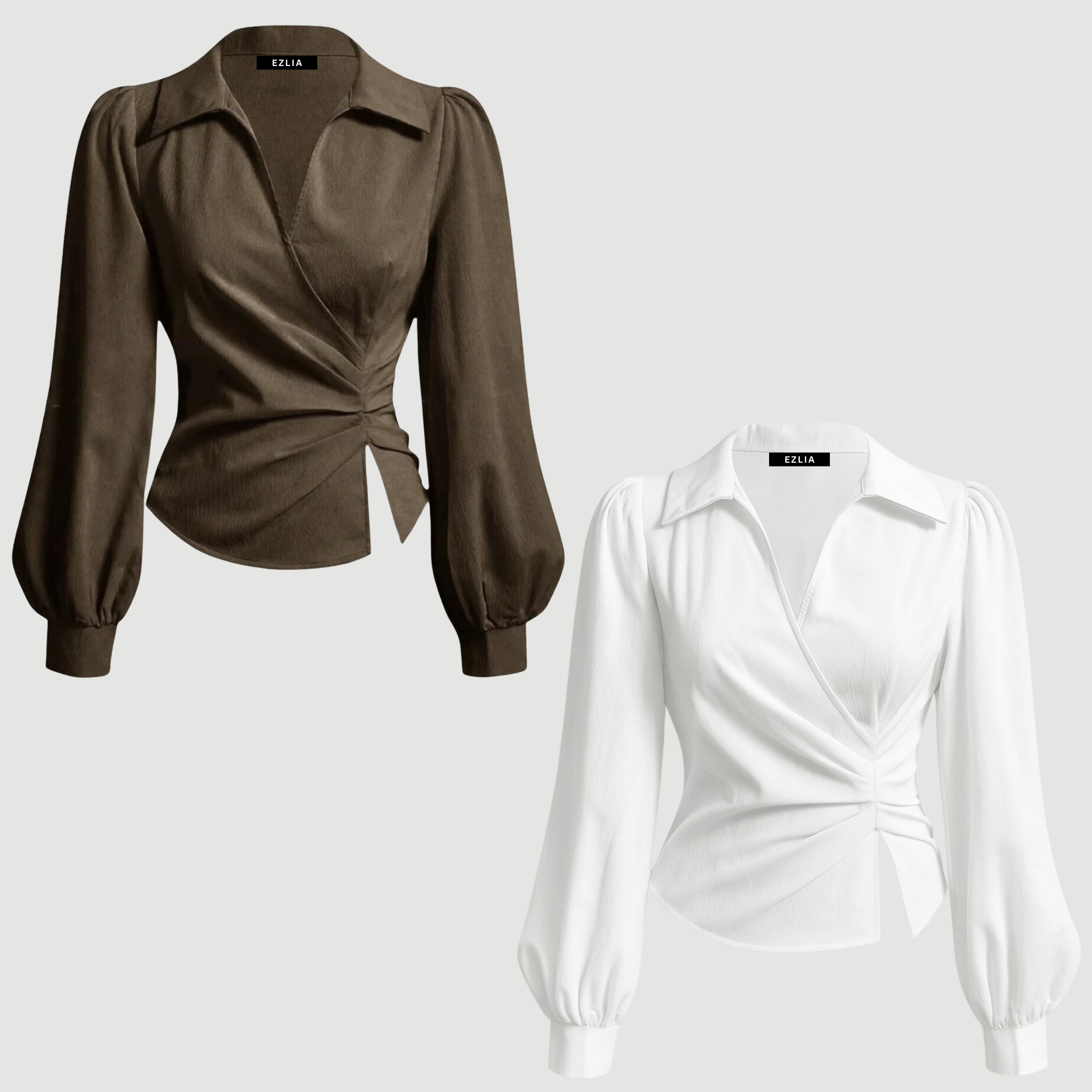 COMBO: V-Neck Bubble Wrap Brown & White Top