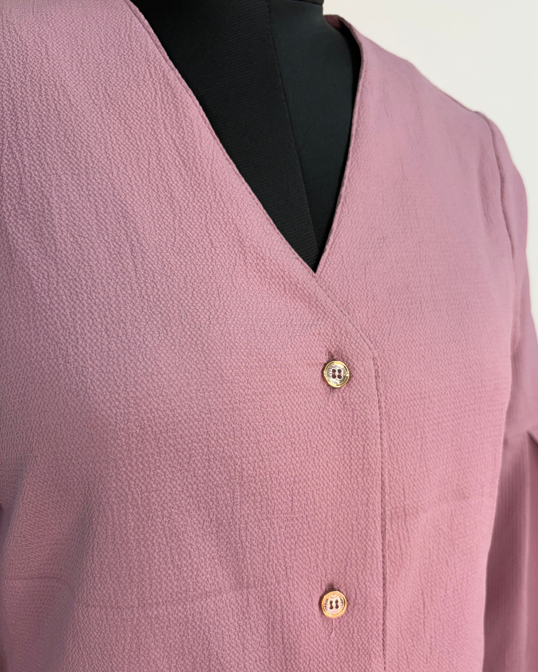 Lavender V-Neck Button Top