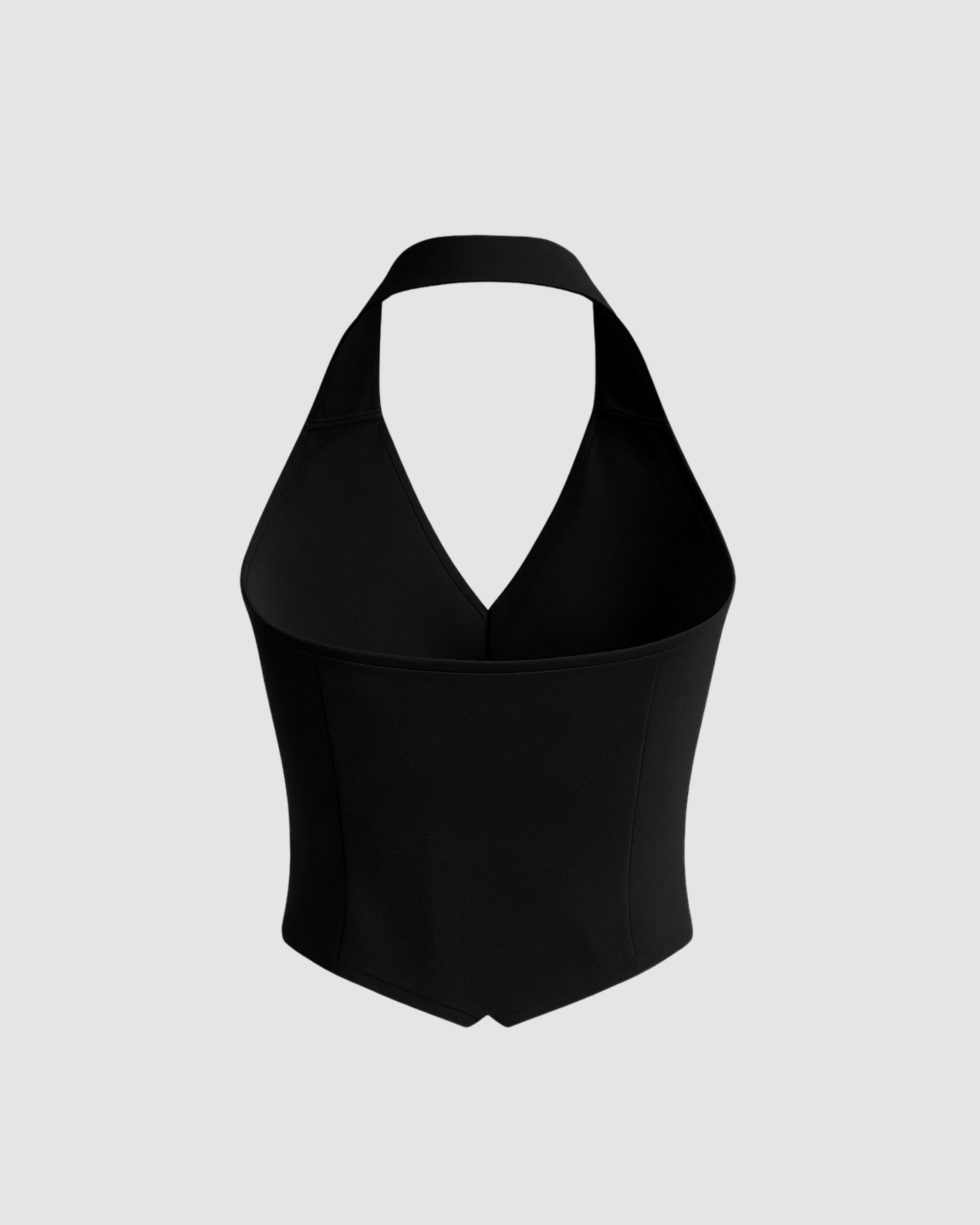Black Halter Neck Waistcoat