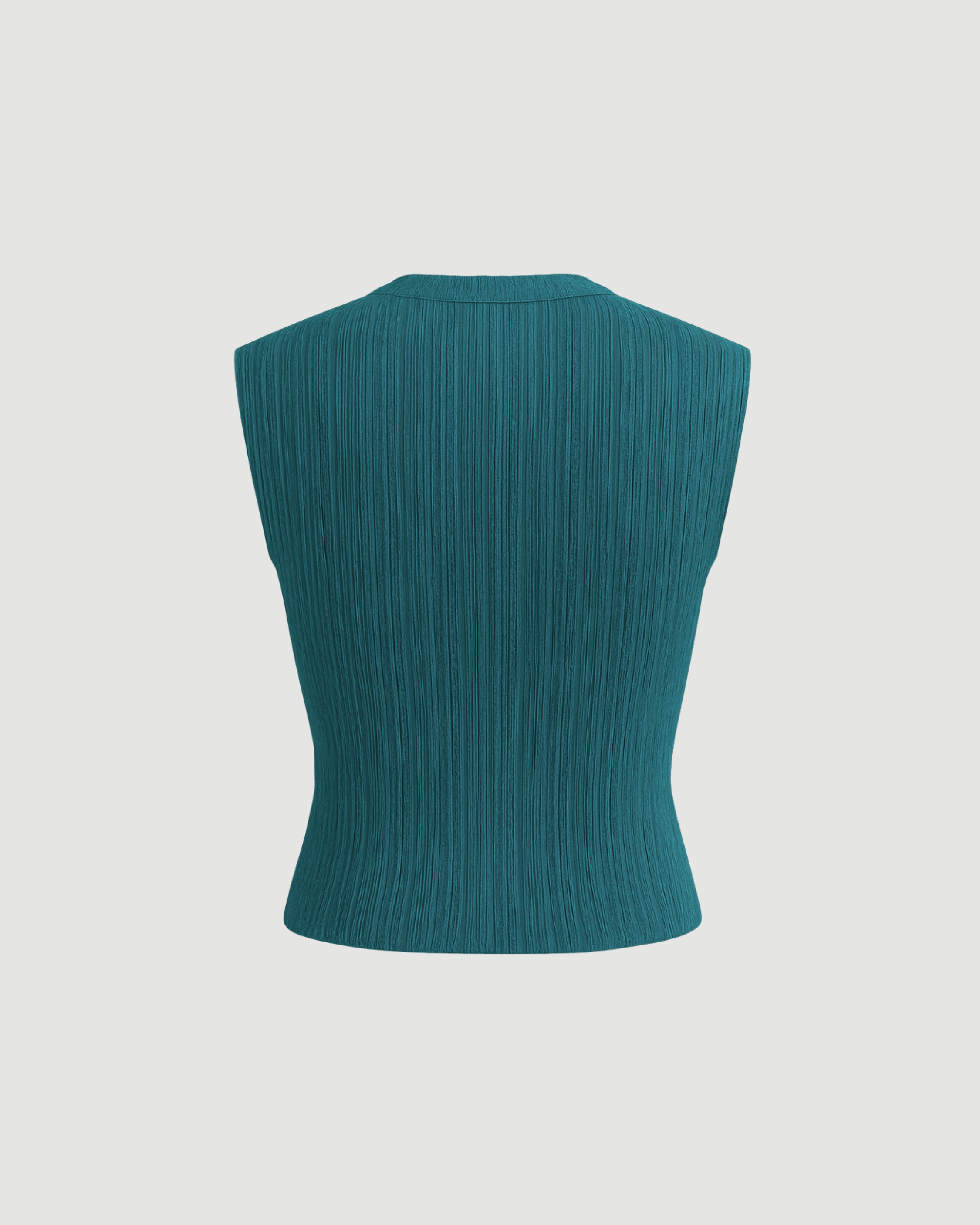 Teal Wrap Effect Ribbed Top