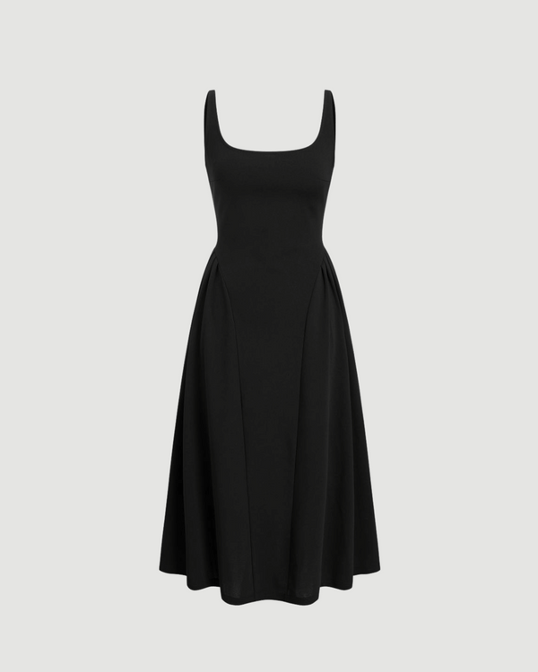 Classic Black Sleeveless Midi Dress