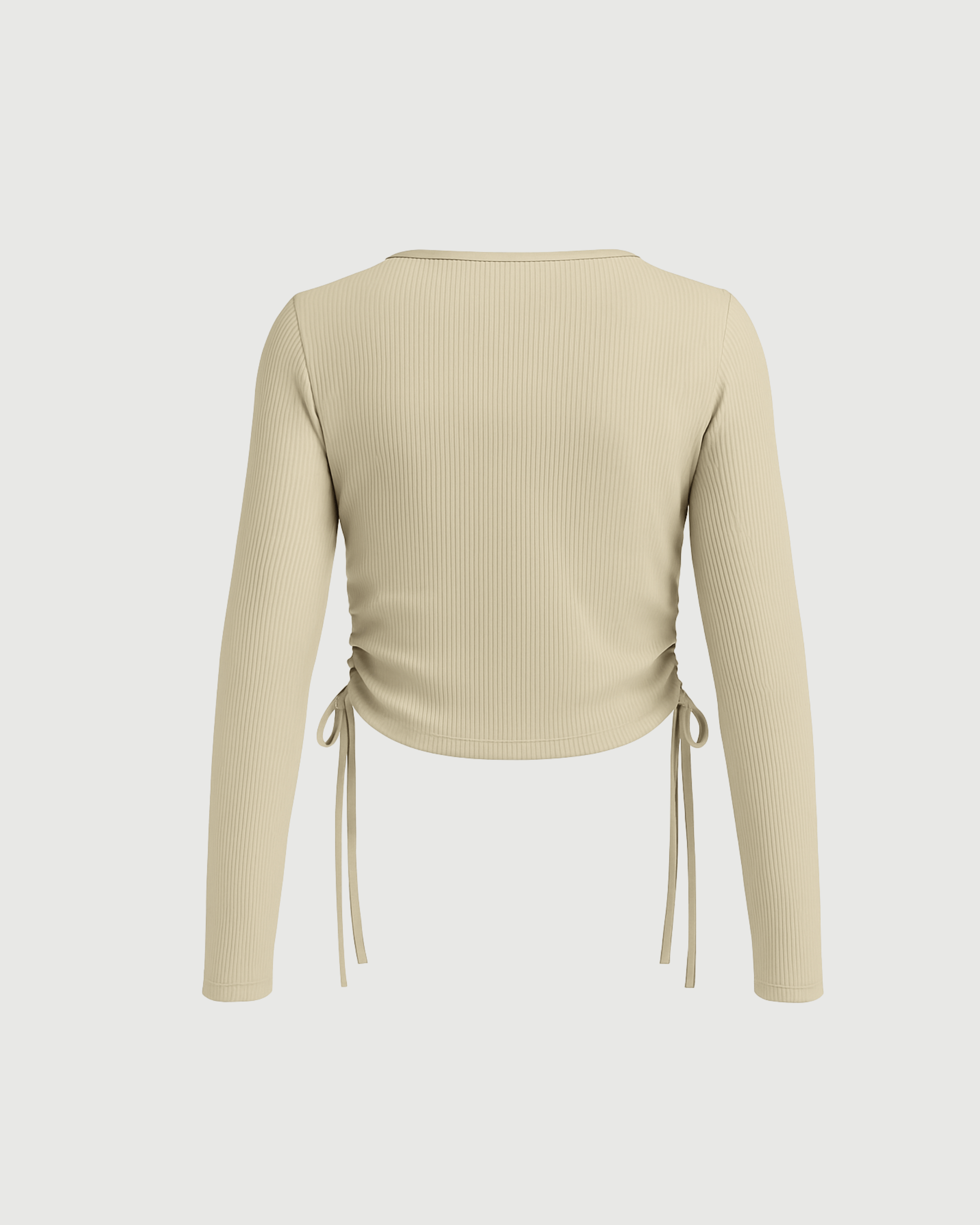 Beige Ribbed Crop Top for Women