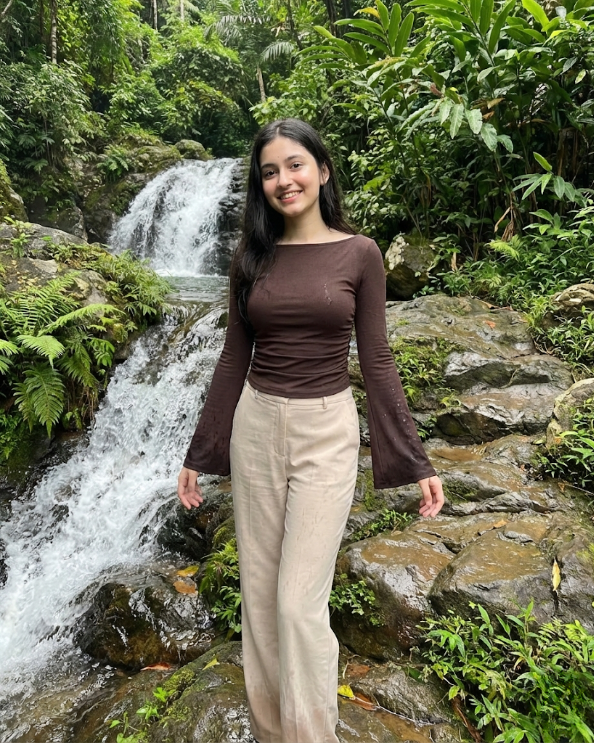 Chocolate Ruched Long Sleeve Top