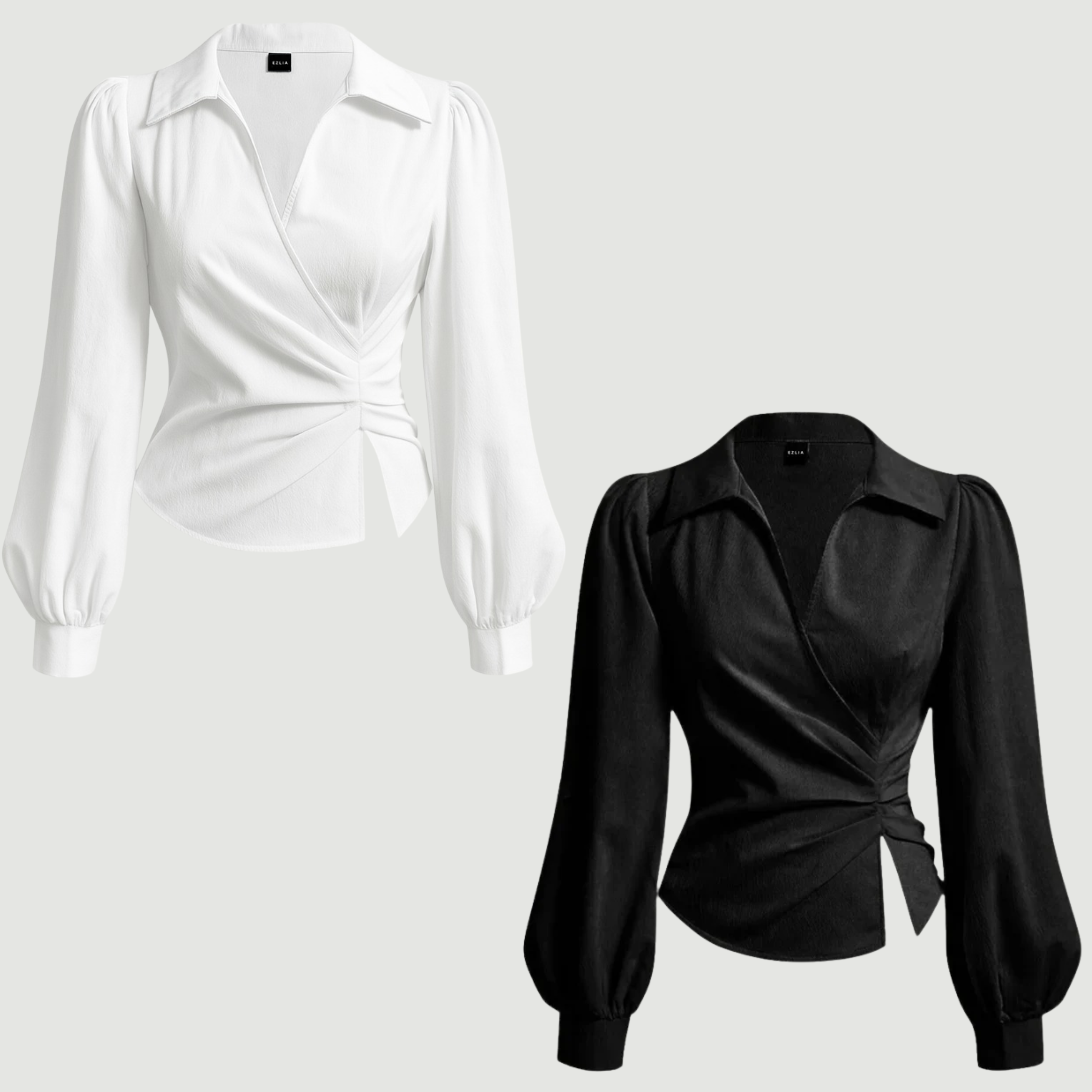 COMBO: V-Neck Bubble Wrap White & Black Top