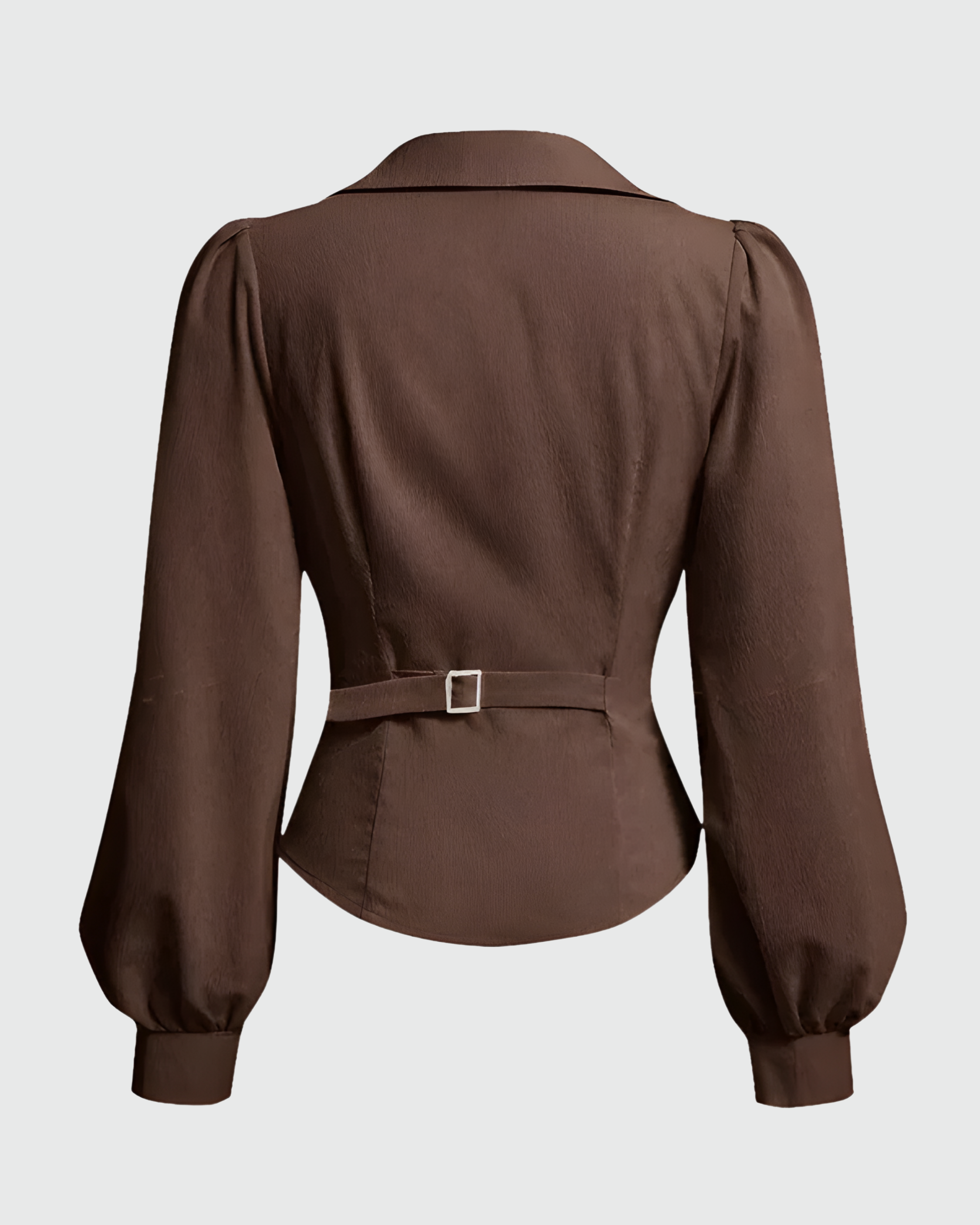 Brown V-Neck Bubble Wrap Top