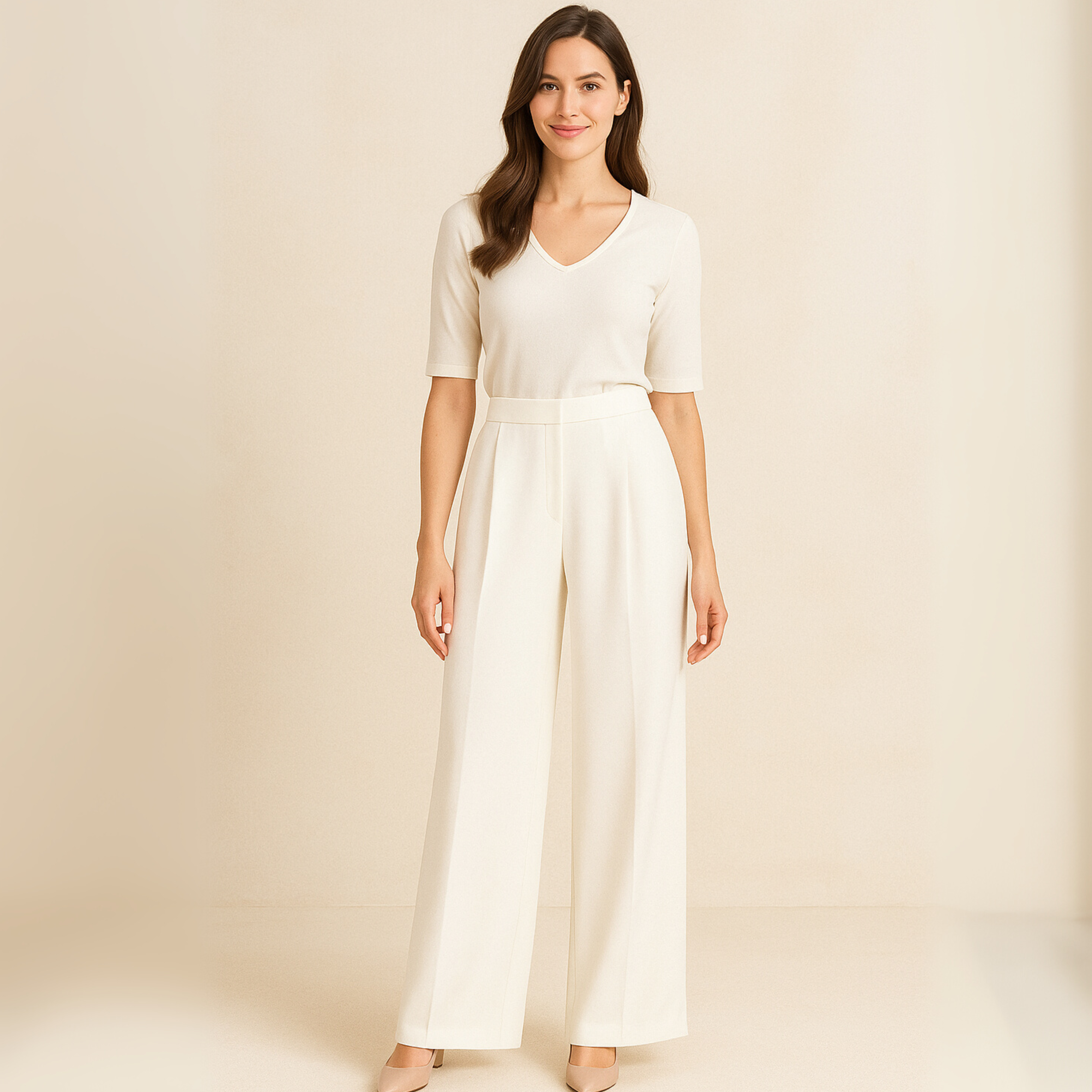 White Straight Leg Trousers