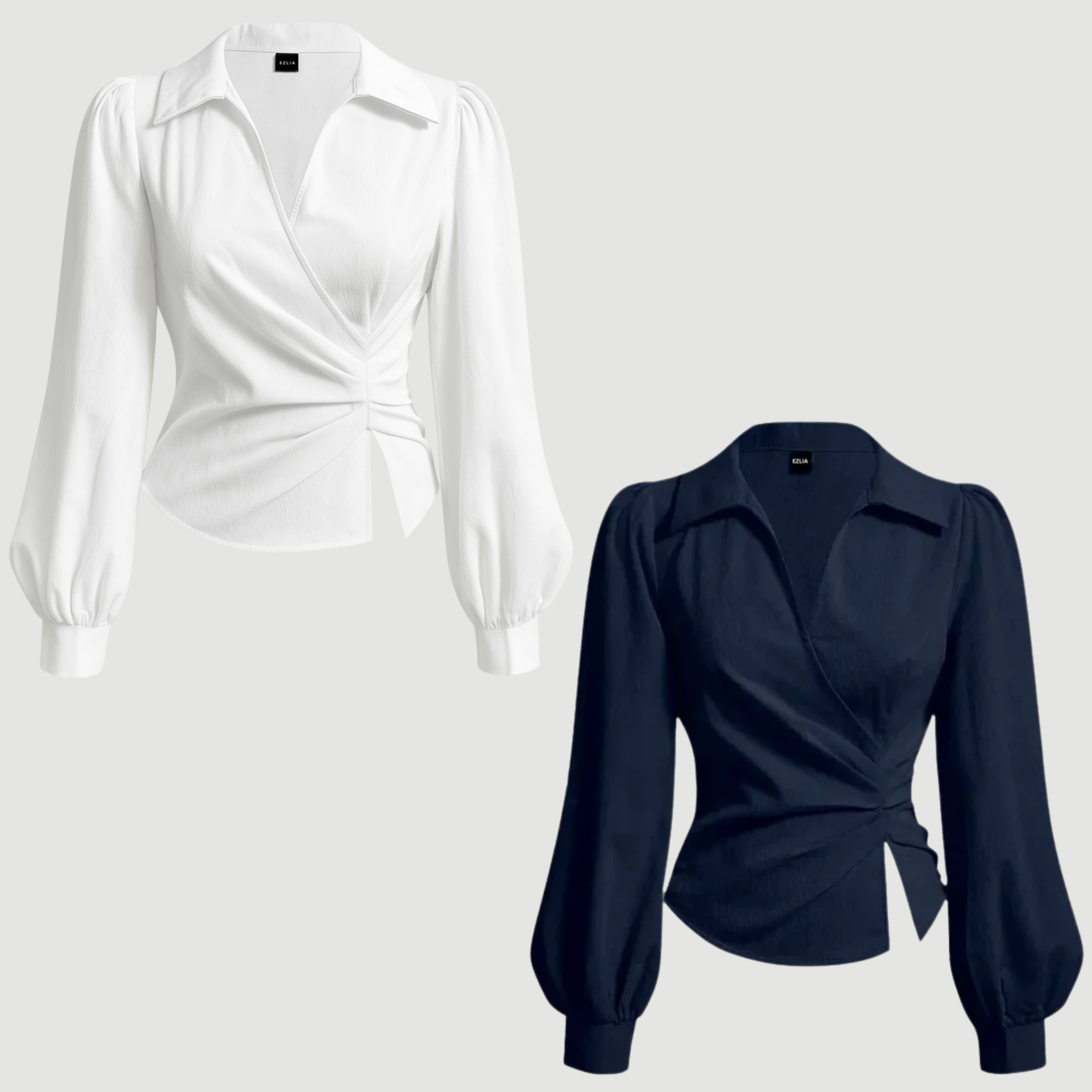 COMBO: V-Neck Bubble Wrap White & Blue Top