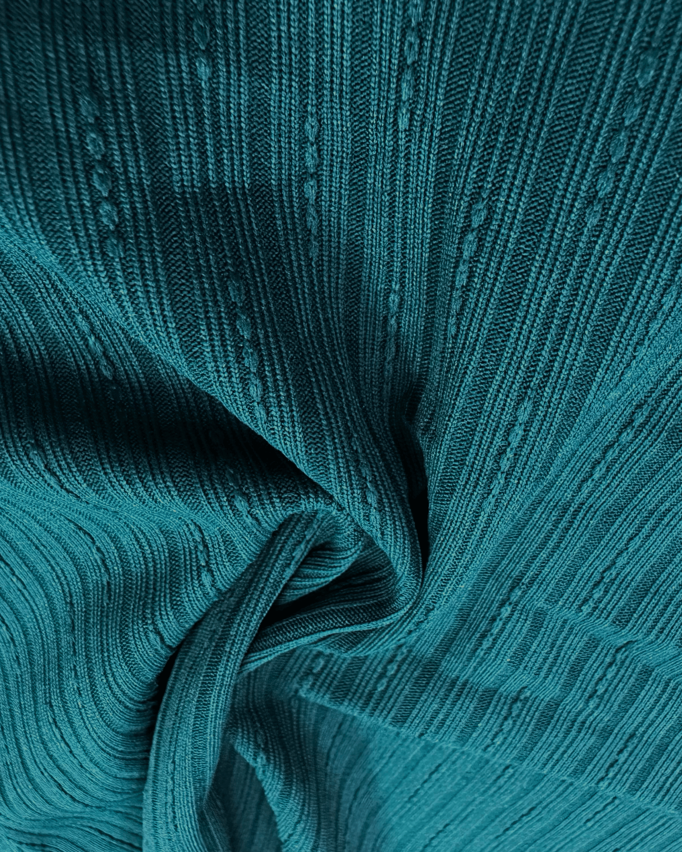 Teal Wrap Effect Ribbed Top