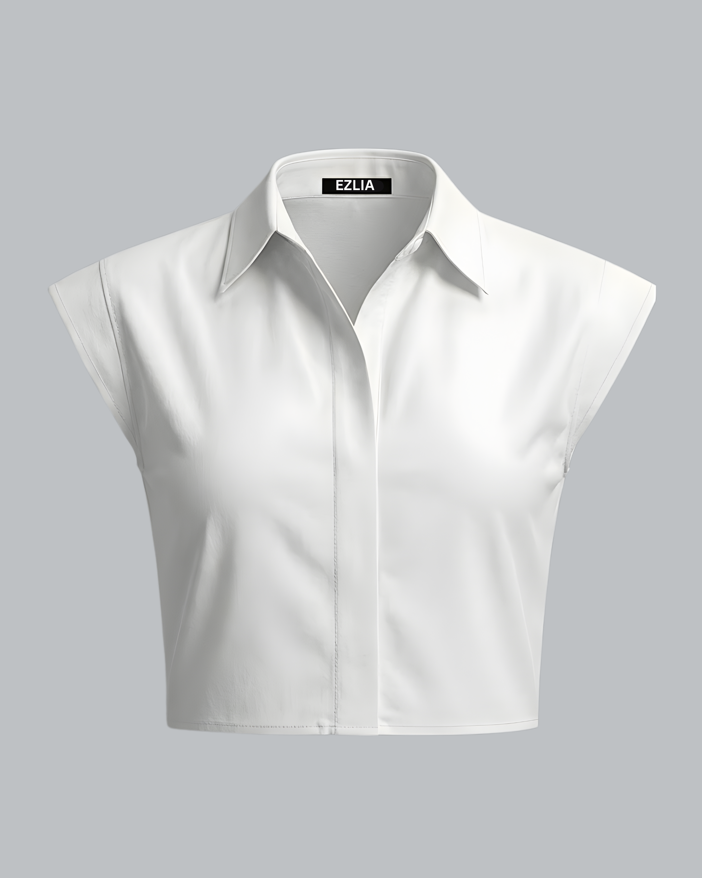 White Sleeveless Crop Shirt