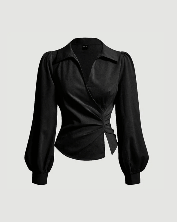 Black V-Neck Bubble Wrap Top