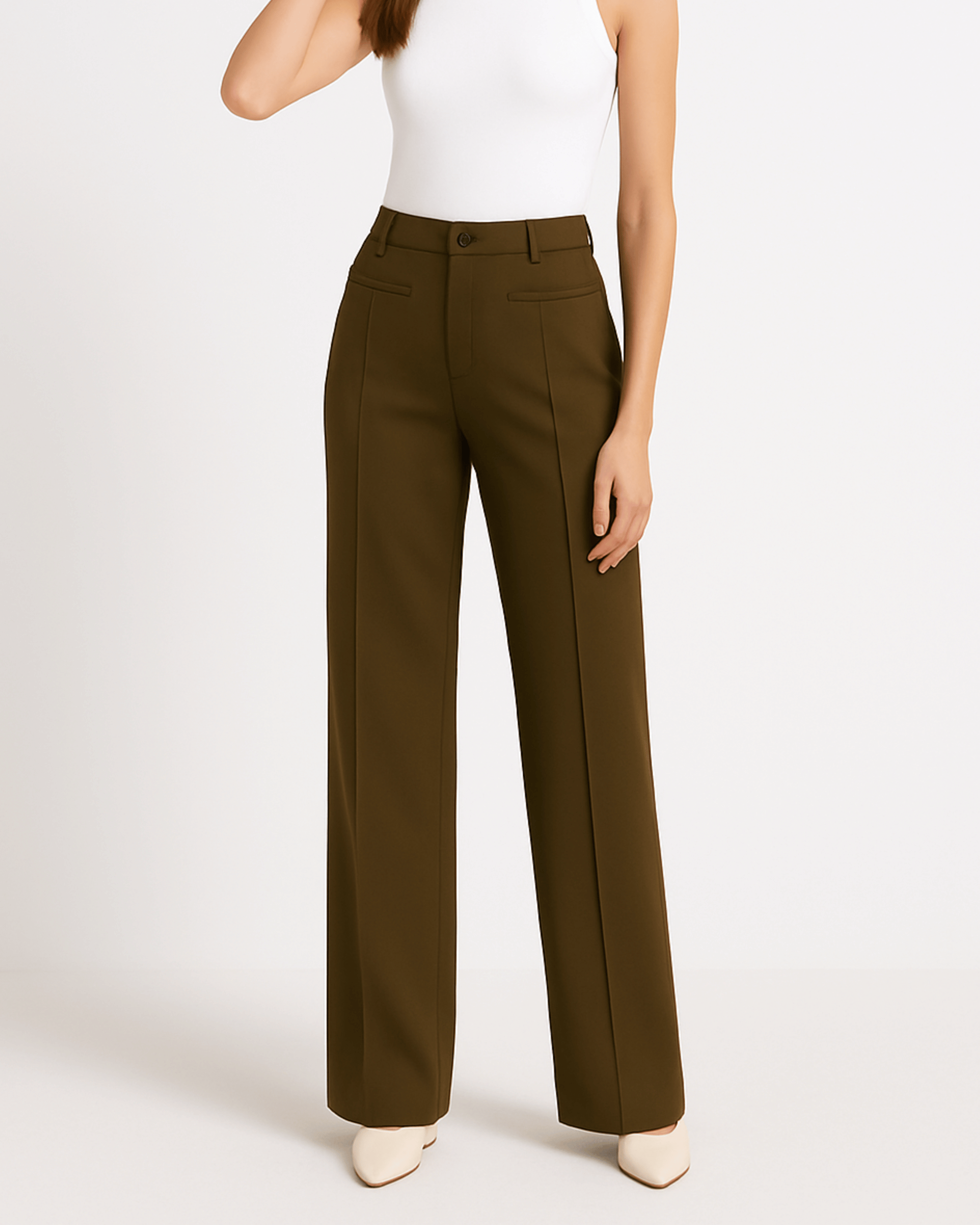 Brown High-Waist Trousers