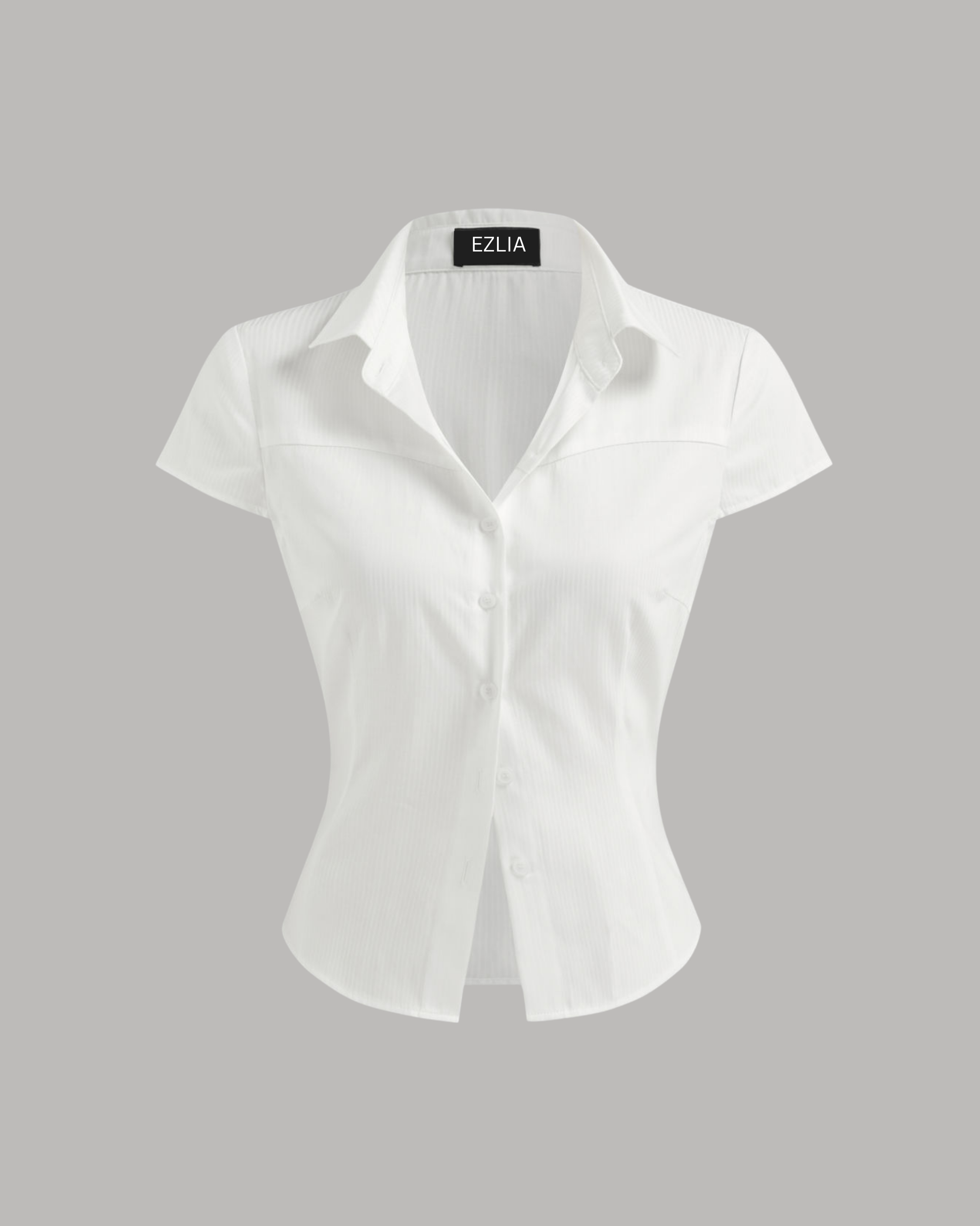 White Fitted Short Sleeve Shirt