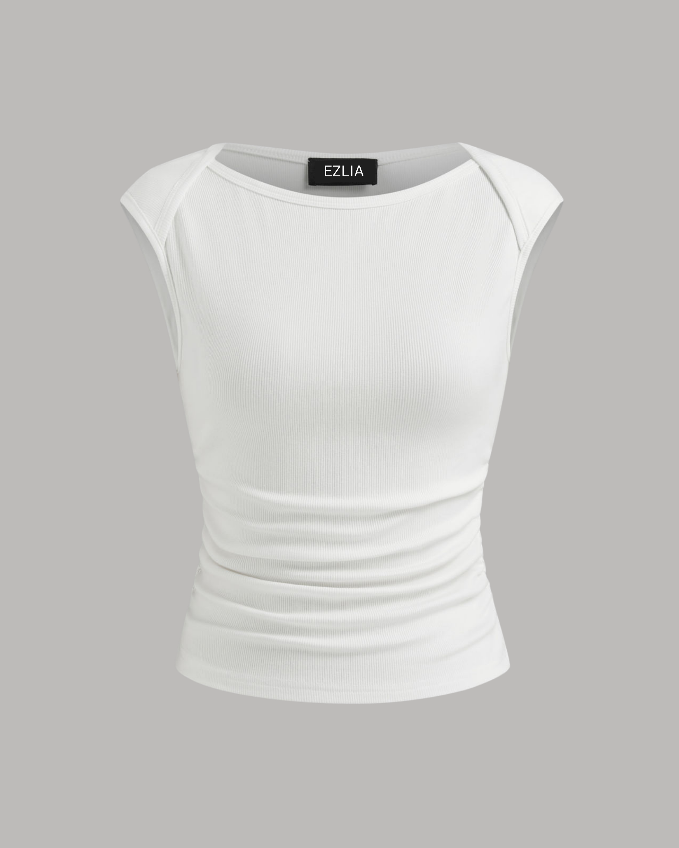 White Ruched Knit Crop Top