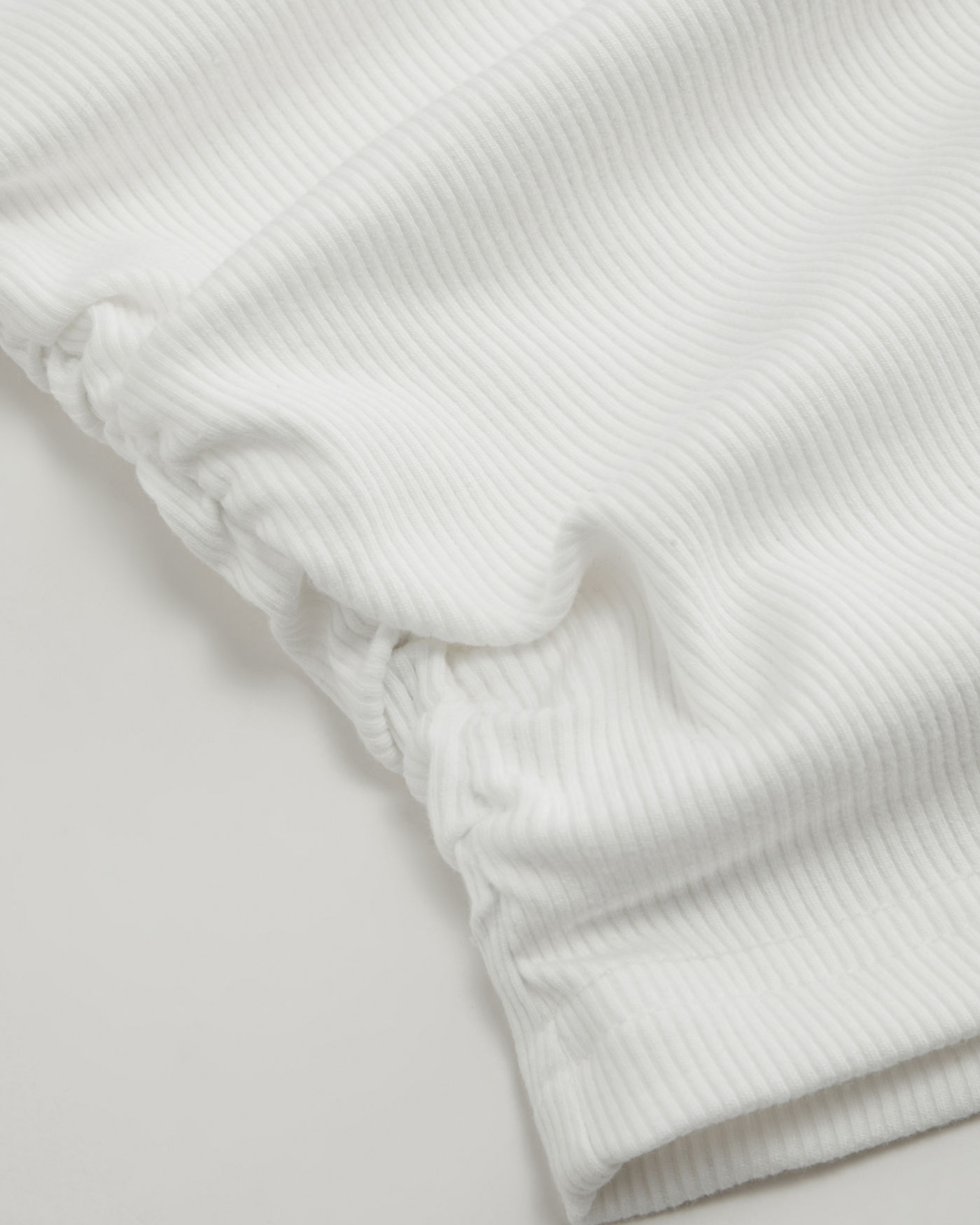 White Ruched Knit Crop Top