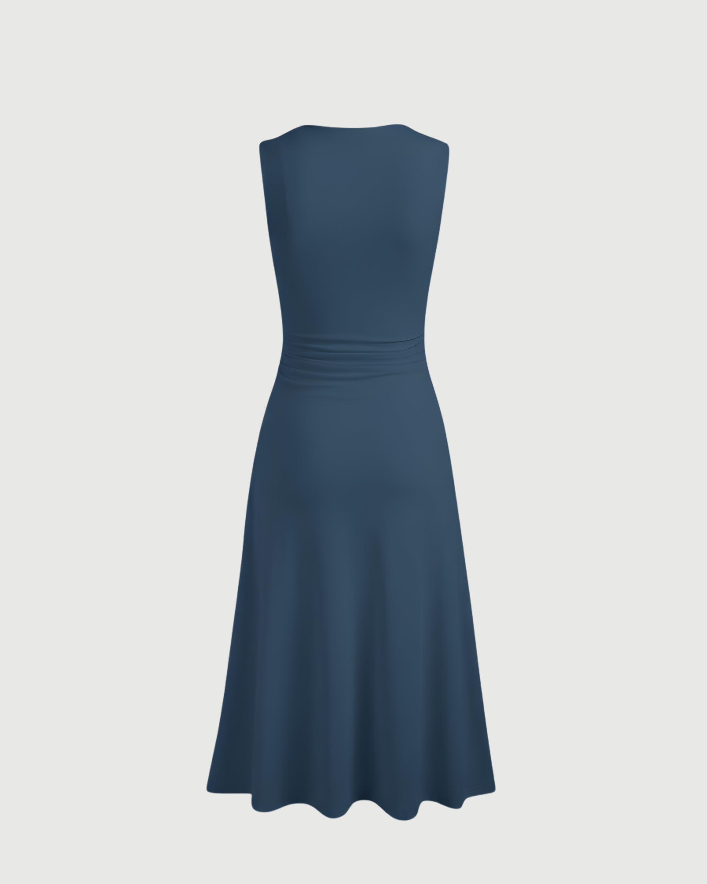 Elegant V-Neck Ruched Maxi Gown-Blue