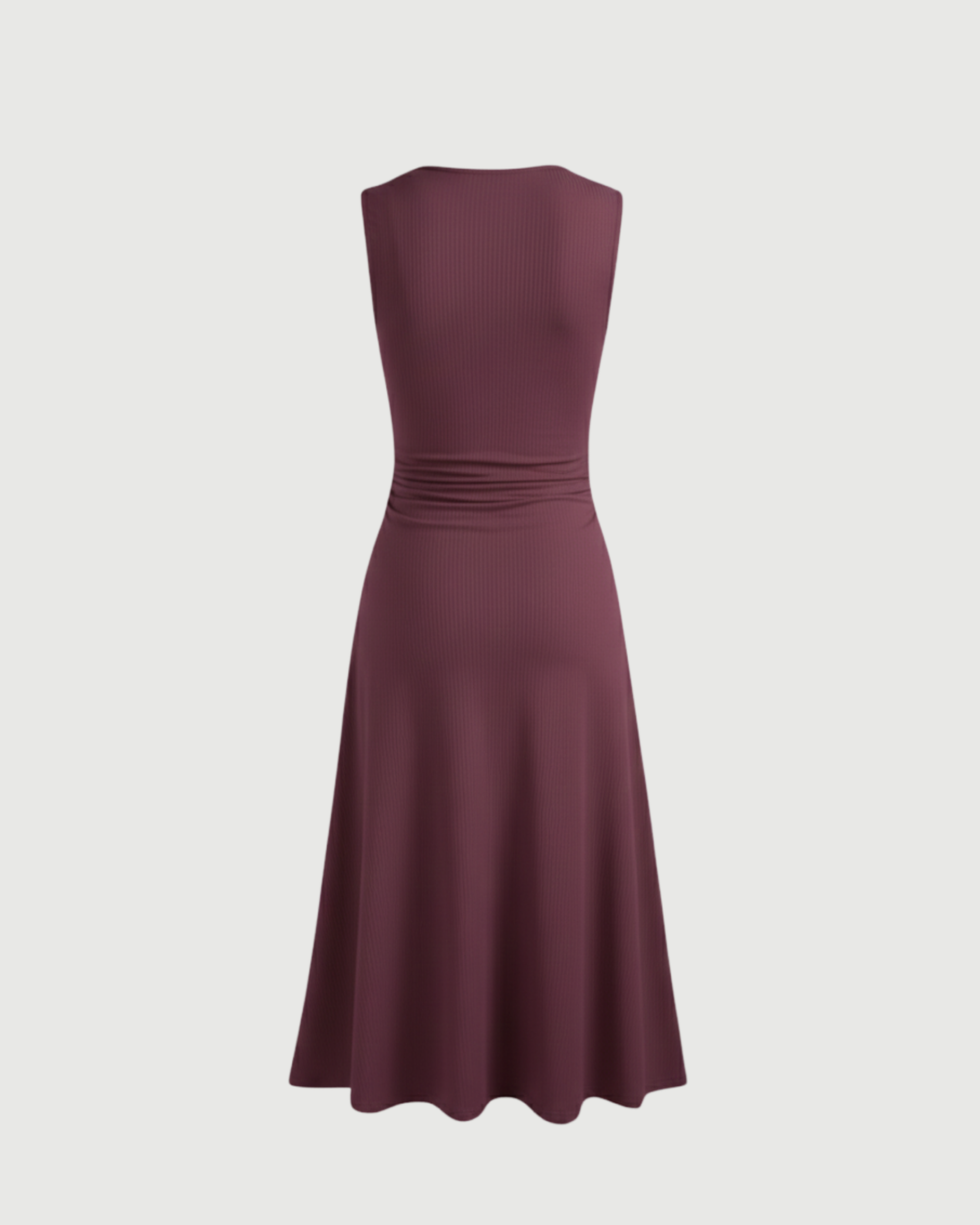 Elegant V-Neck Ruched Maxi Gown-Maroon